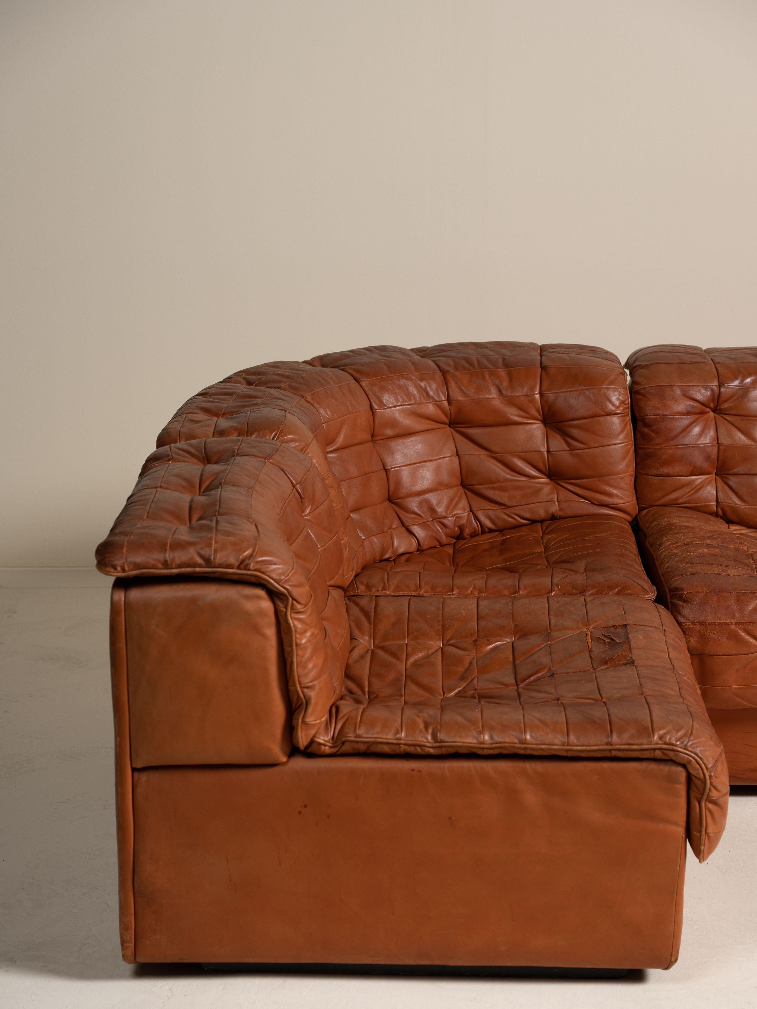 Sofá modular vintage de cuero, De Sede, Suiza, años 70 en venta 8