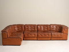 Vintage Modular Leather Sofa, de Sede, Switzerland, 1970s