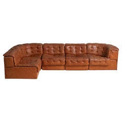 Vintage Modular Leather Sofa, de Sede, Switzerland, 1970s