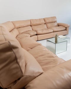 Vintage Modular Leather Sofa in Blush Colour, 1970s