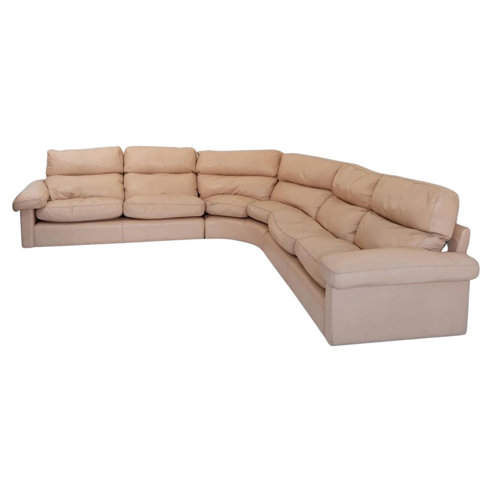 Vintage Modular Leather Sofa in Blush Colour, 1970s For Sale