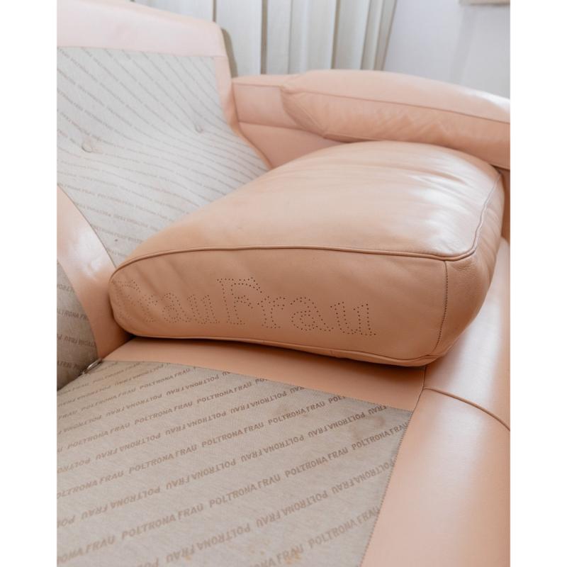 Vintage Modular Leather Sofa In Blush Mid Century Model No, 1970 en vente 8