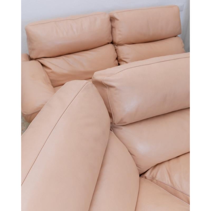 20ième siècle Vintage Modular Leather Sofa In Blush Mid Century Model No, 1970 en vente