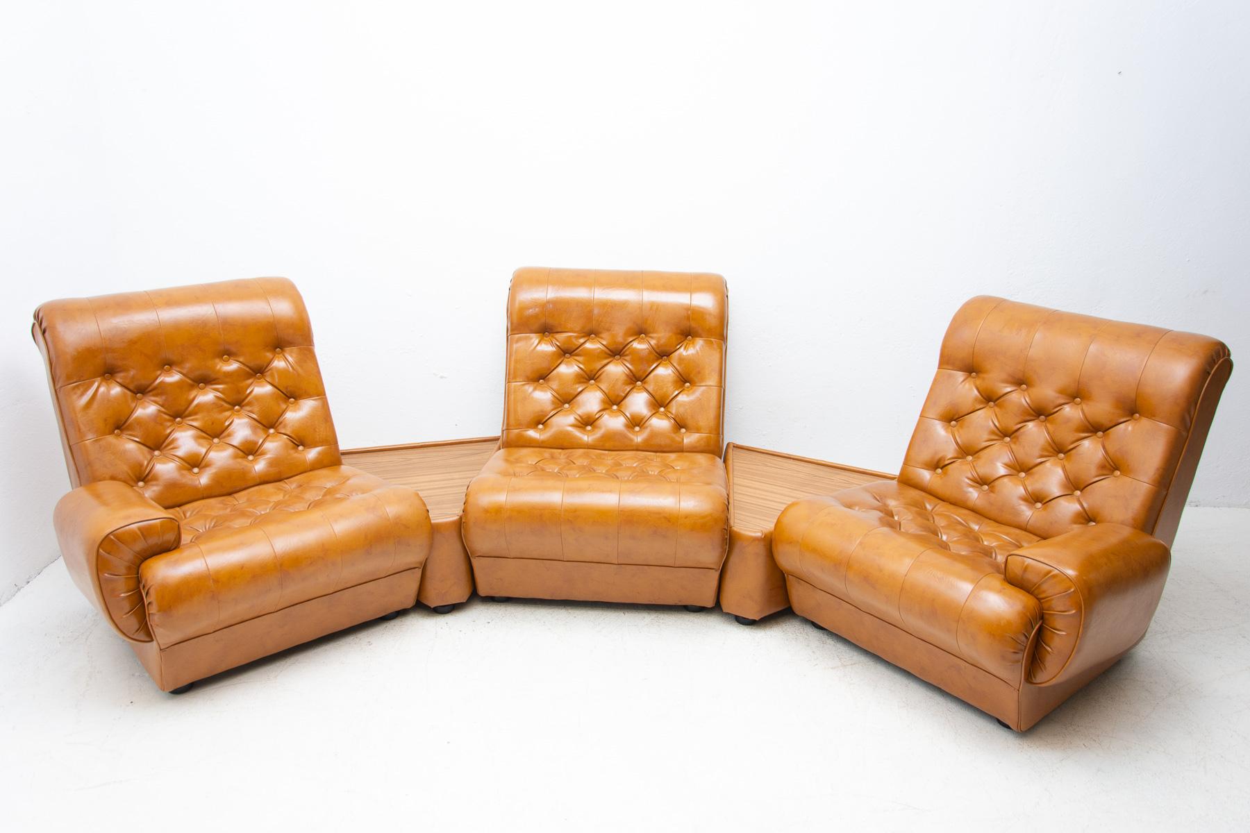 Faux Leather Vintage Modular Leatherette Living Room Set, 1970´s For Sale