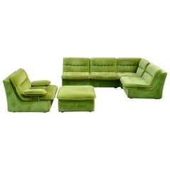 Vintage Modular Limegreen 1970s Sofa Living Room Suite