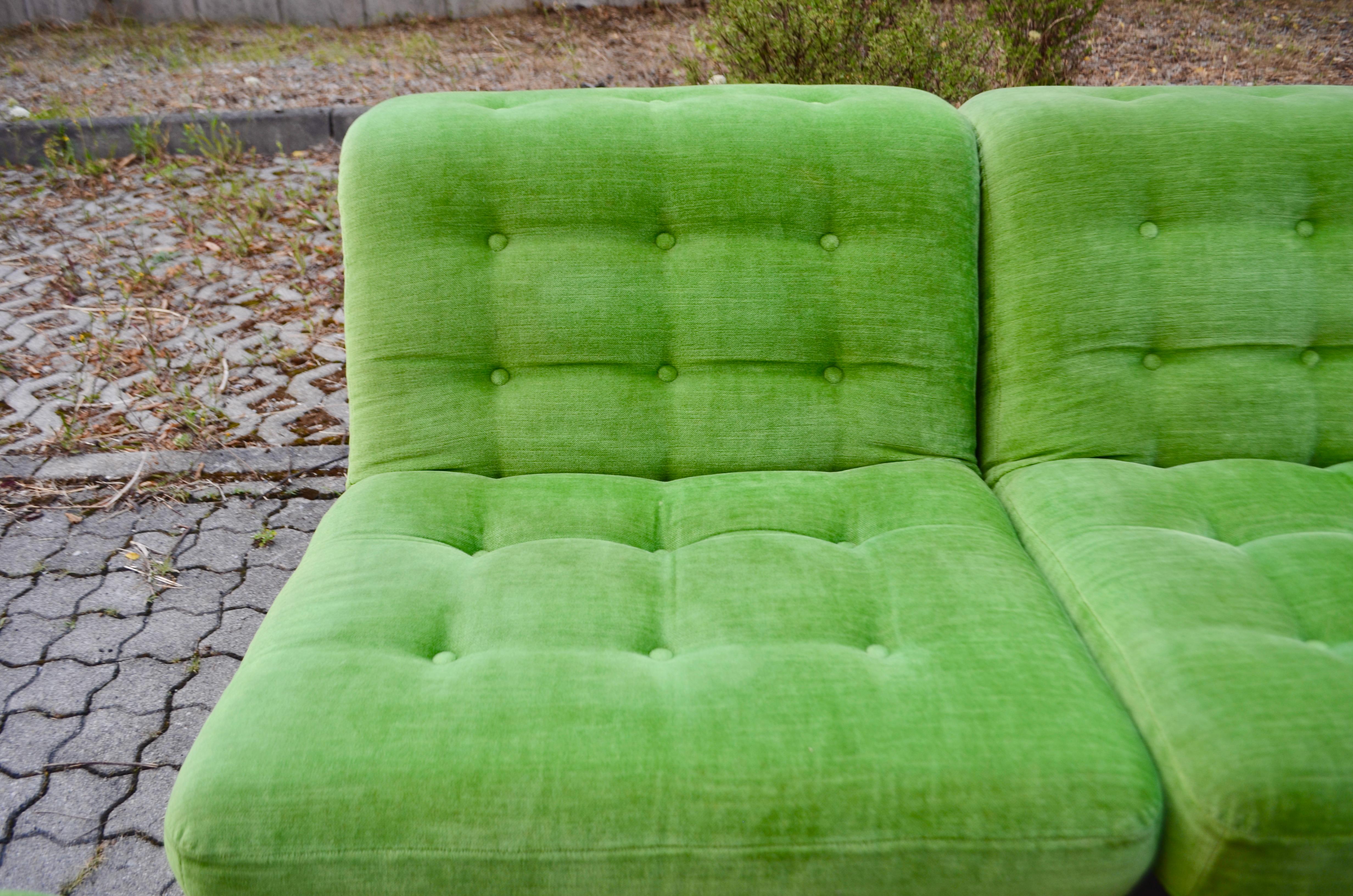 Vintage Modular limegreen Mohair Living Room Suite Sectional Sofa Germany For Sale 3