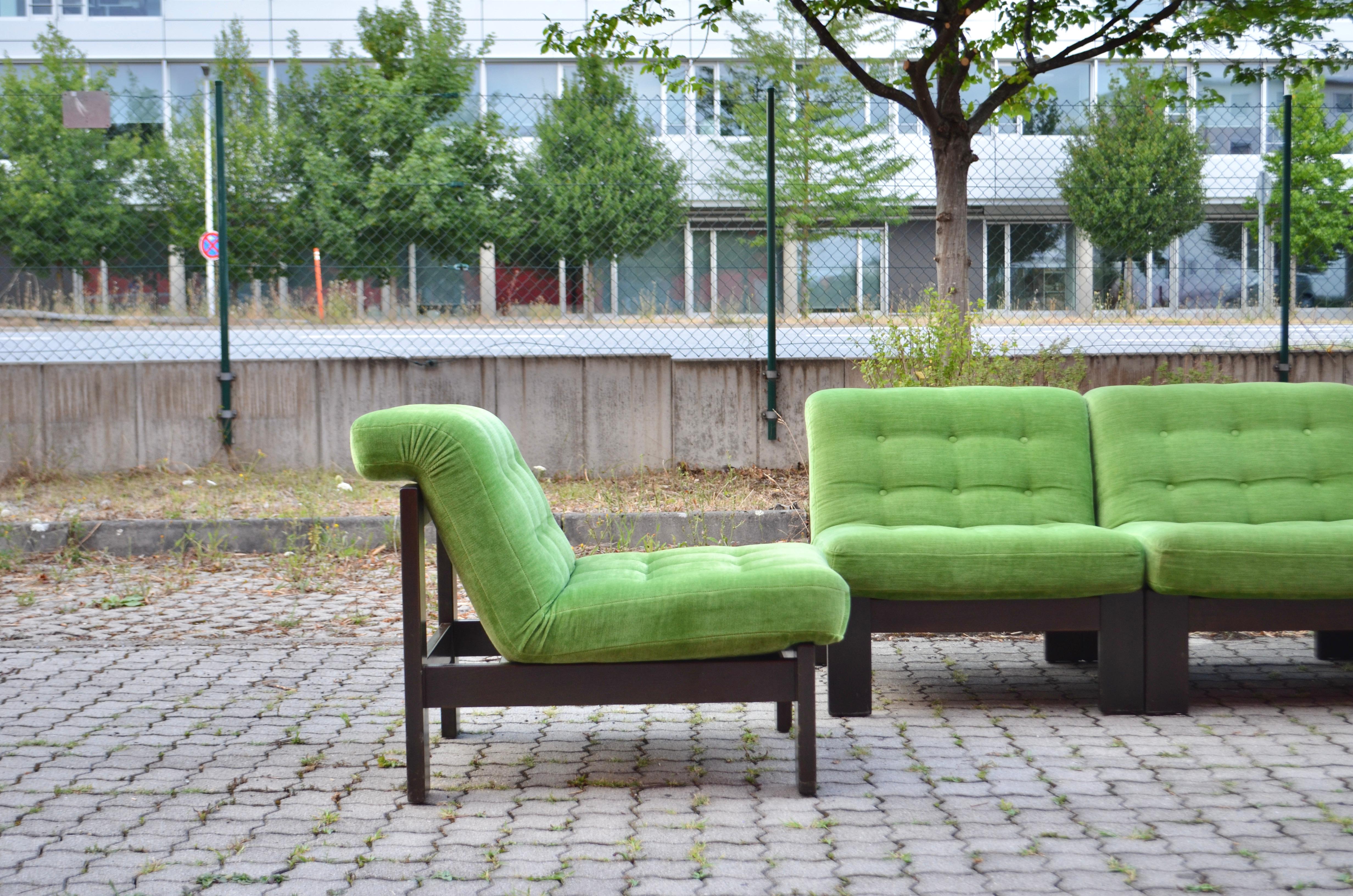 Vintage Modular limegreen Mohair Living Room Suite Sectional Sofa Germany For Sale 4