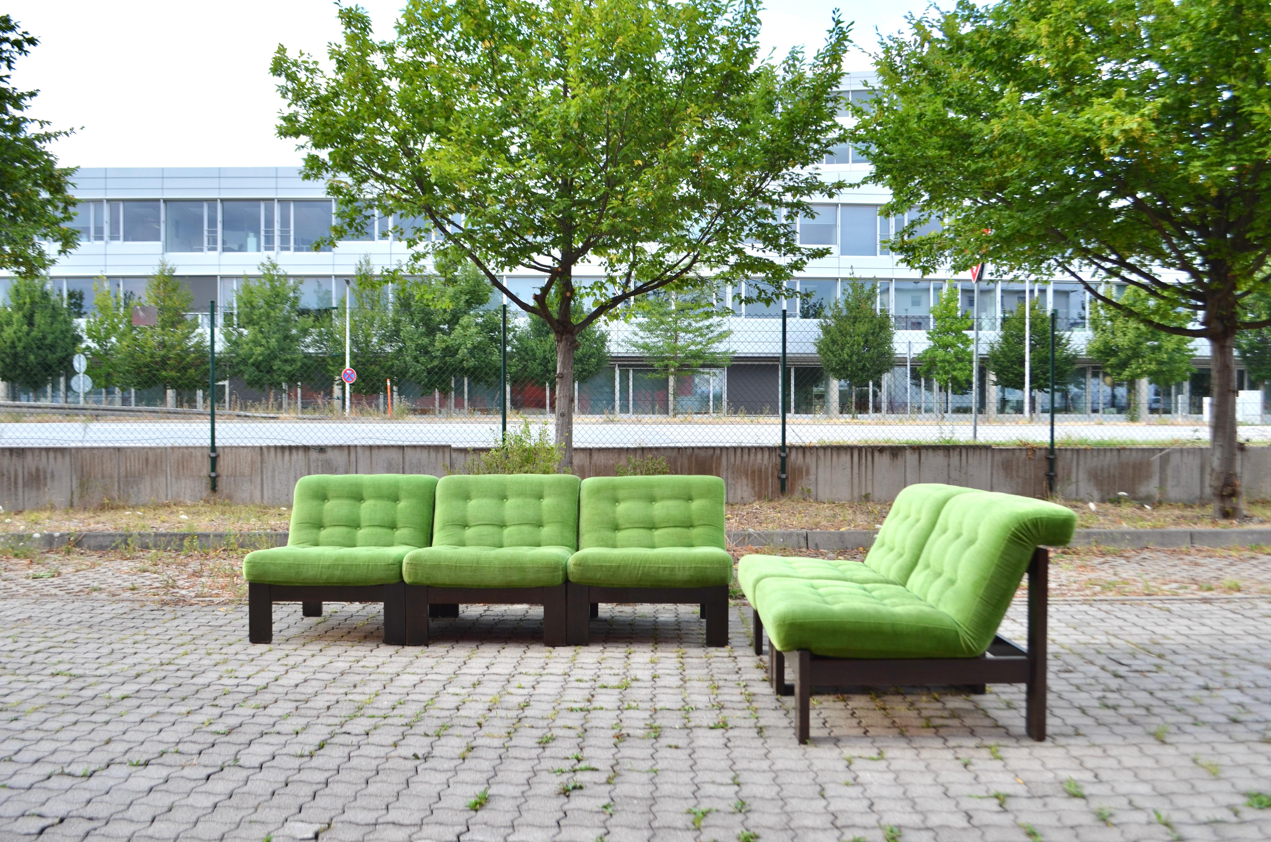 Ensemble modulaire de salon modulaire vintage en mohair vert lime avec canapé sectionnel, Allemagne Bon état - En vente à Munich, Bavaria