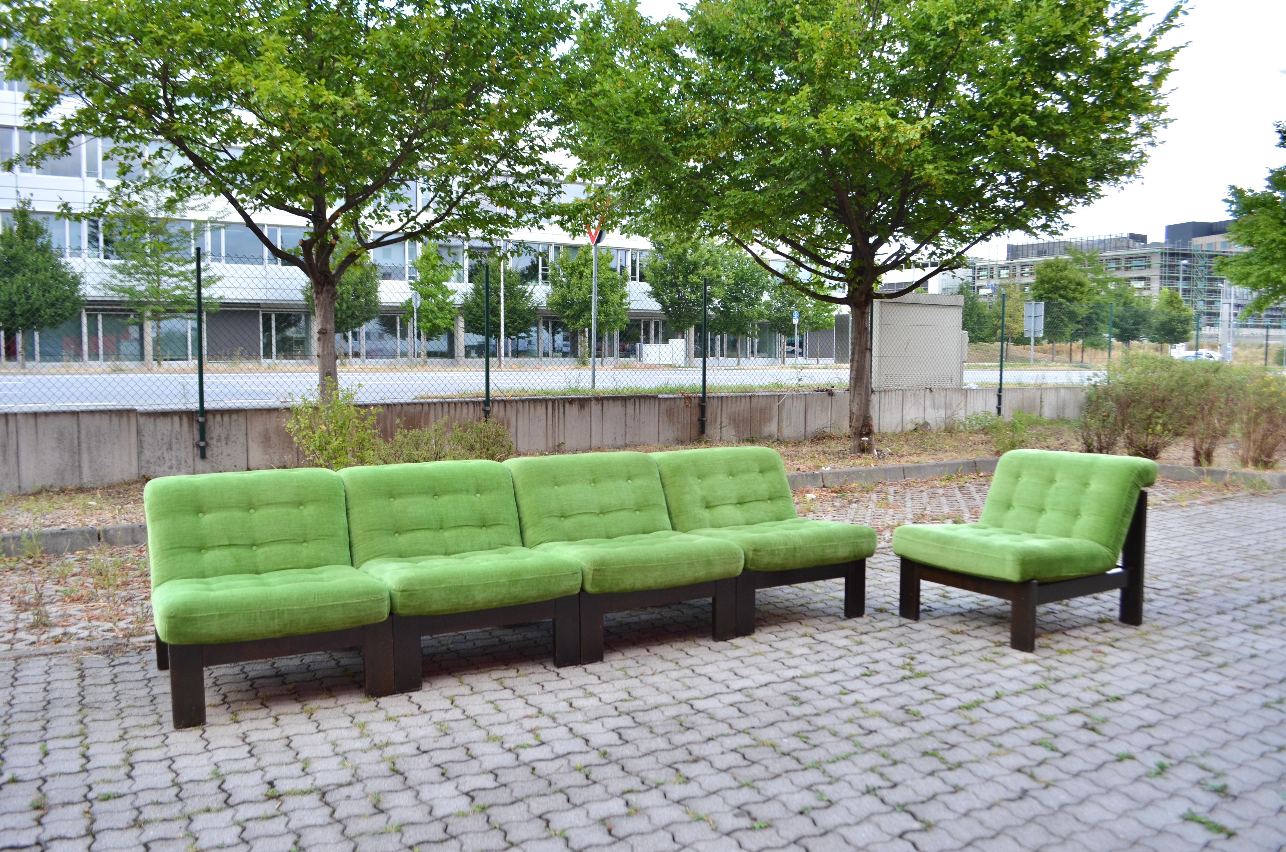 Vintage Modular limegreen Mohair Living Room Suite Sectional Sofa Germany In Good Condition For Sale In Munich, Bavaria