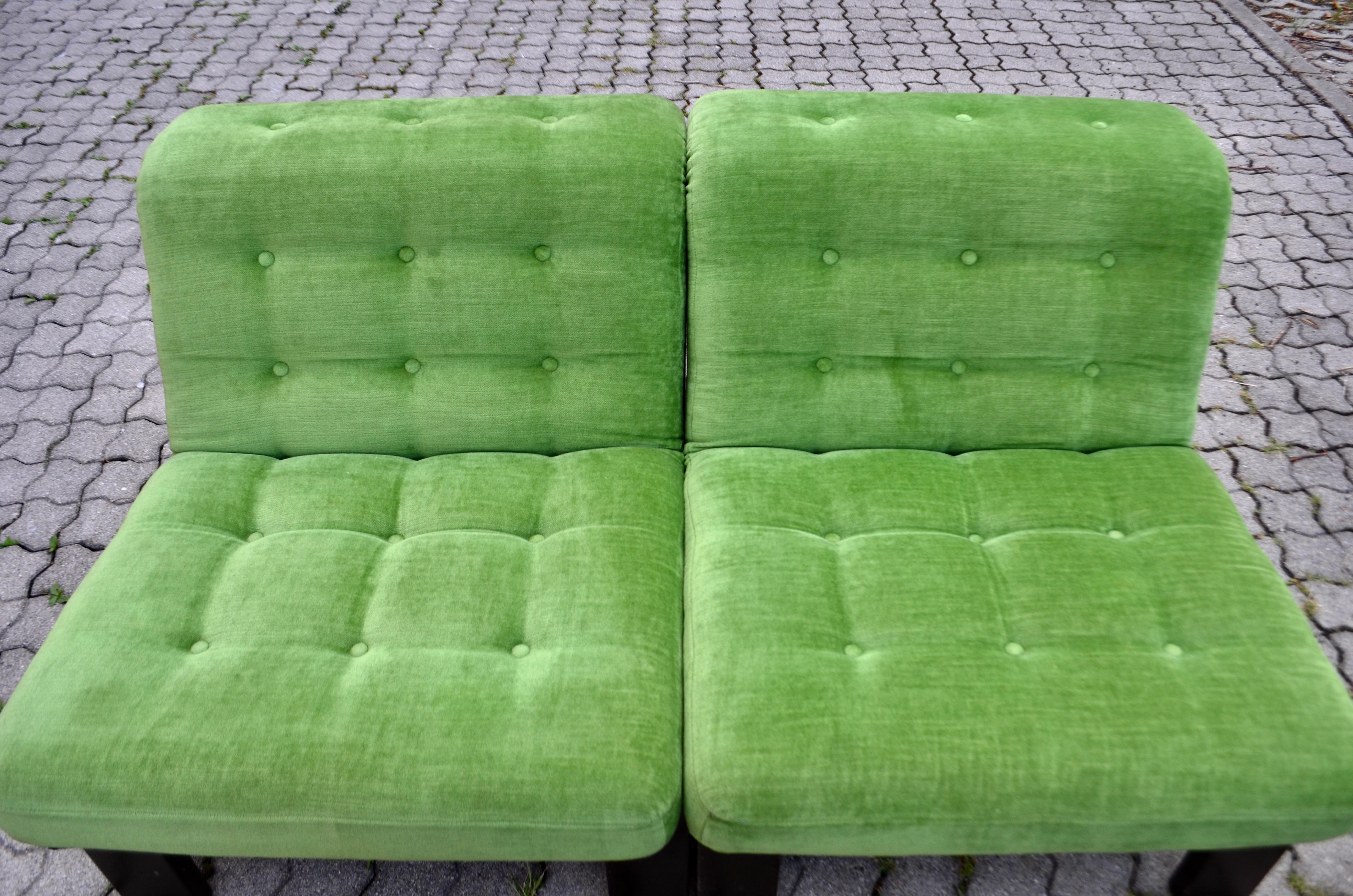 Vintage Modular limegreen Mohair Living Room Suite Sectional Sofa Germany For Sale 2