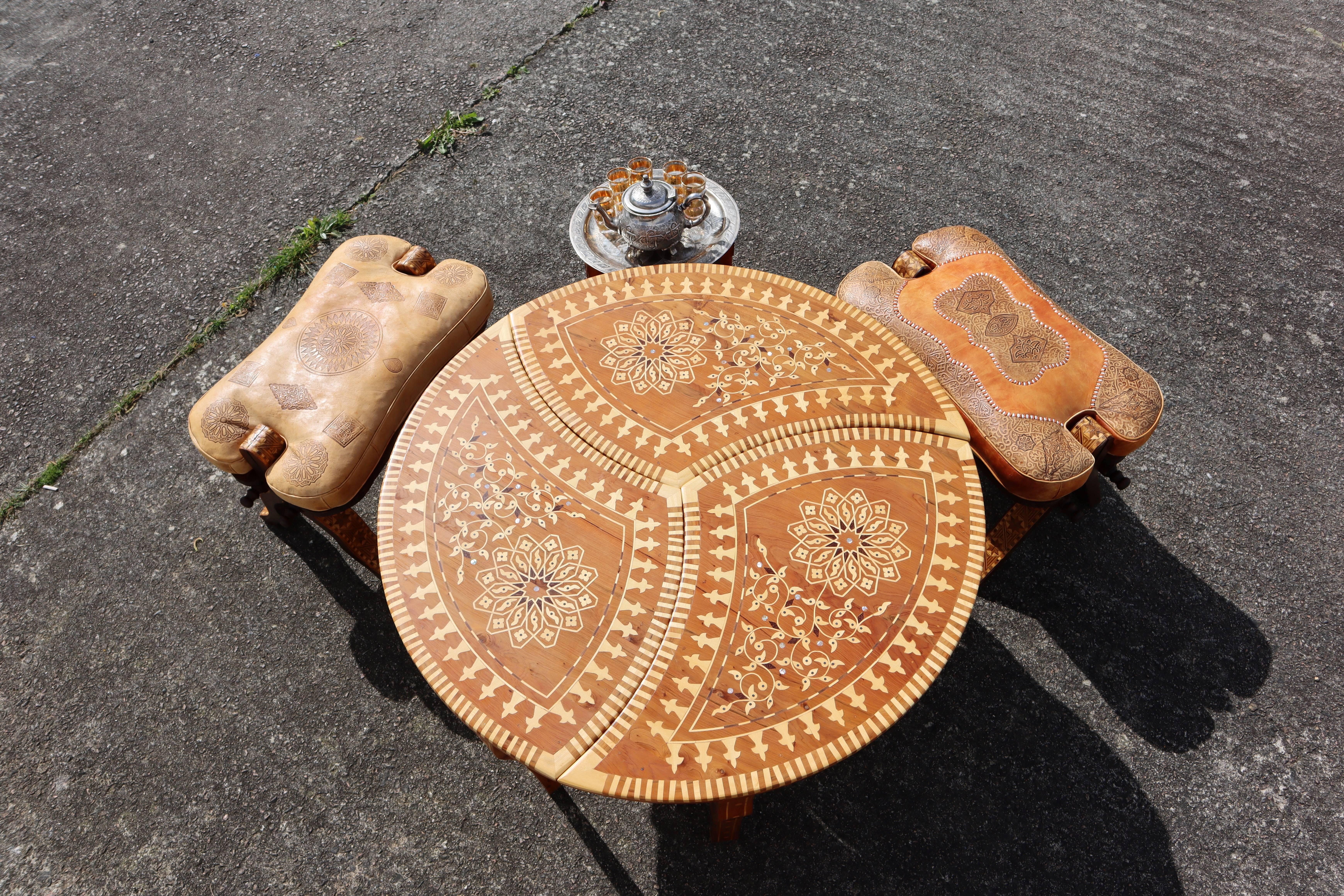 Vintage Modular Moroccan Tea Table-Inlaid Coffee Table-Marquetery Side Table-80s For Sale 3