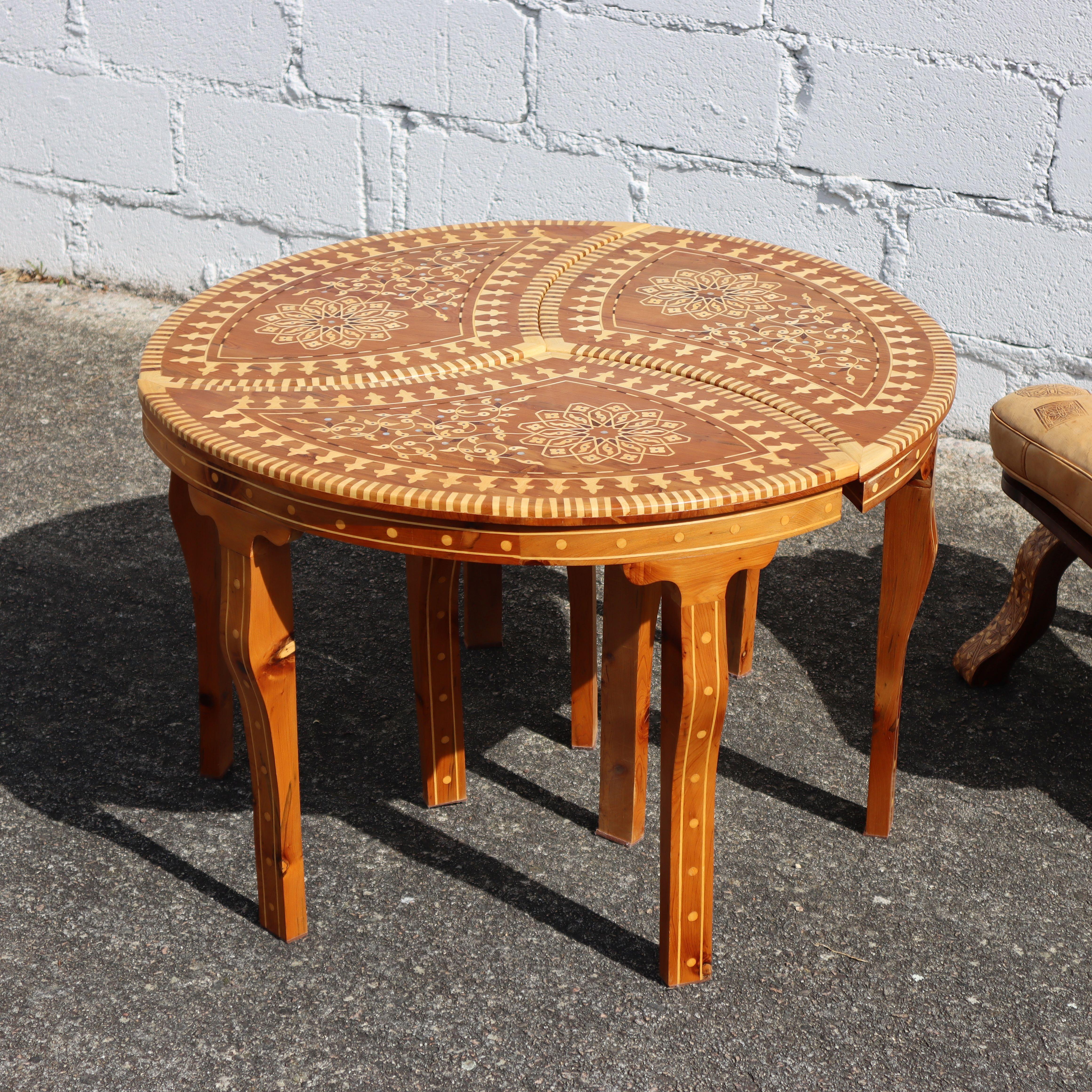 Vintage Modular Moroccan Tea Table-Inlaid Coffee Table-Marquetery Side Table-80s For Sale 2