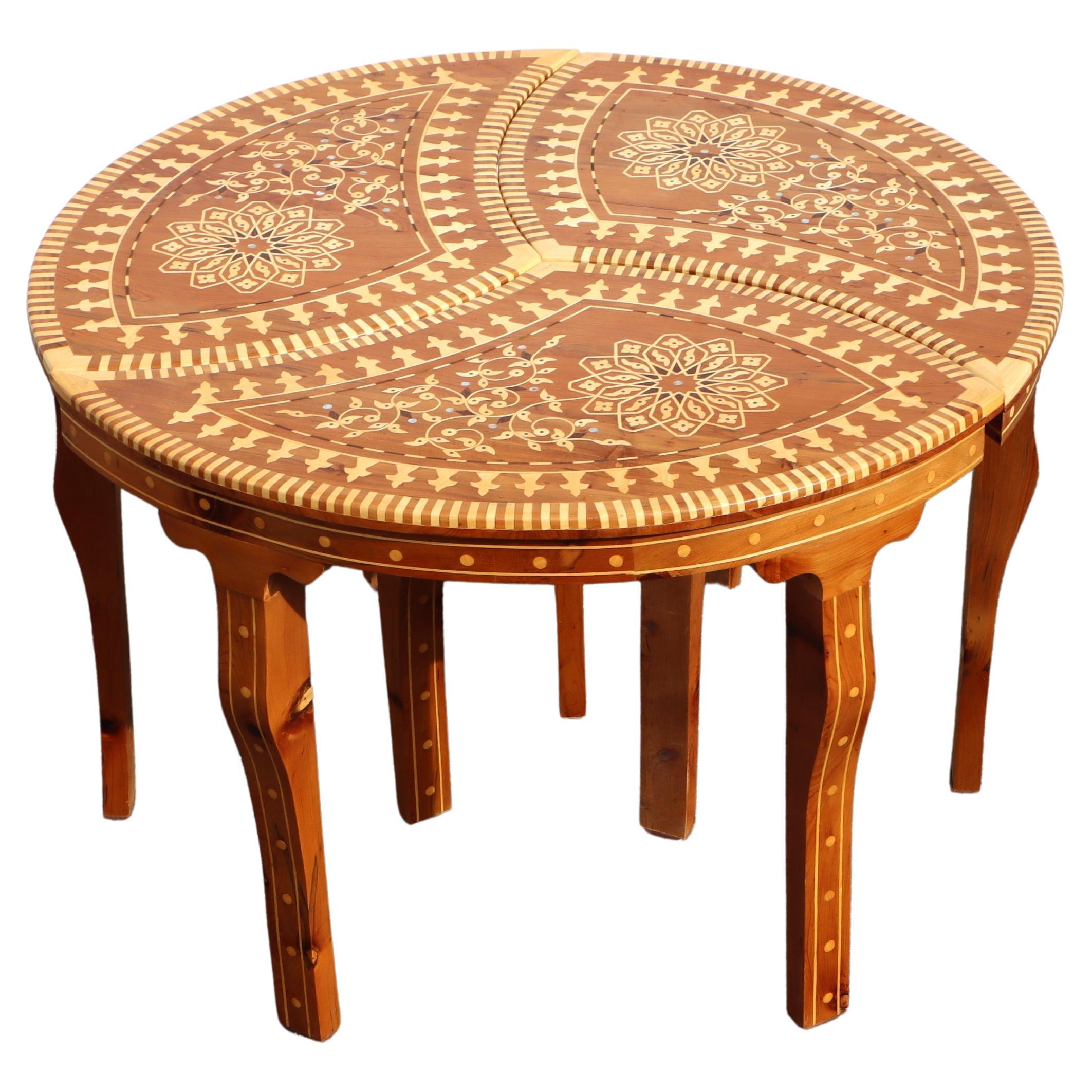 Vintage Modular Moroccan Tea Table-Inlaid Coffee Table-Marquetery Side Table-80s