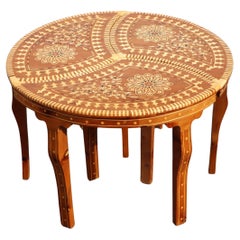 Vintage Modular Moroccan Tea Table-Inlaid Coffee Table-Marquetery Side Table-80s