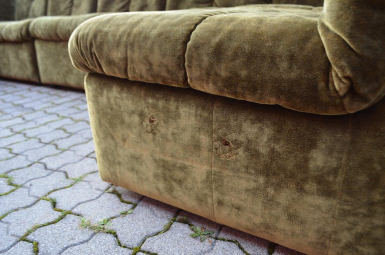 Vintage Modular Moss Green 1970s Sofa Living Room Suite at 1stDibs