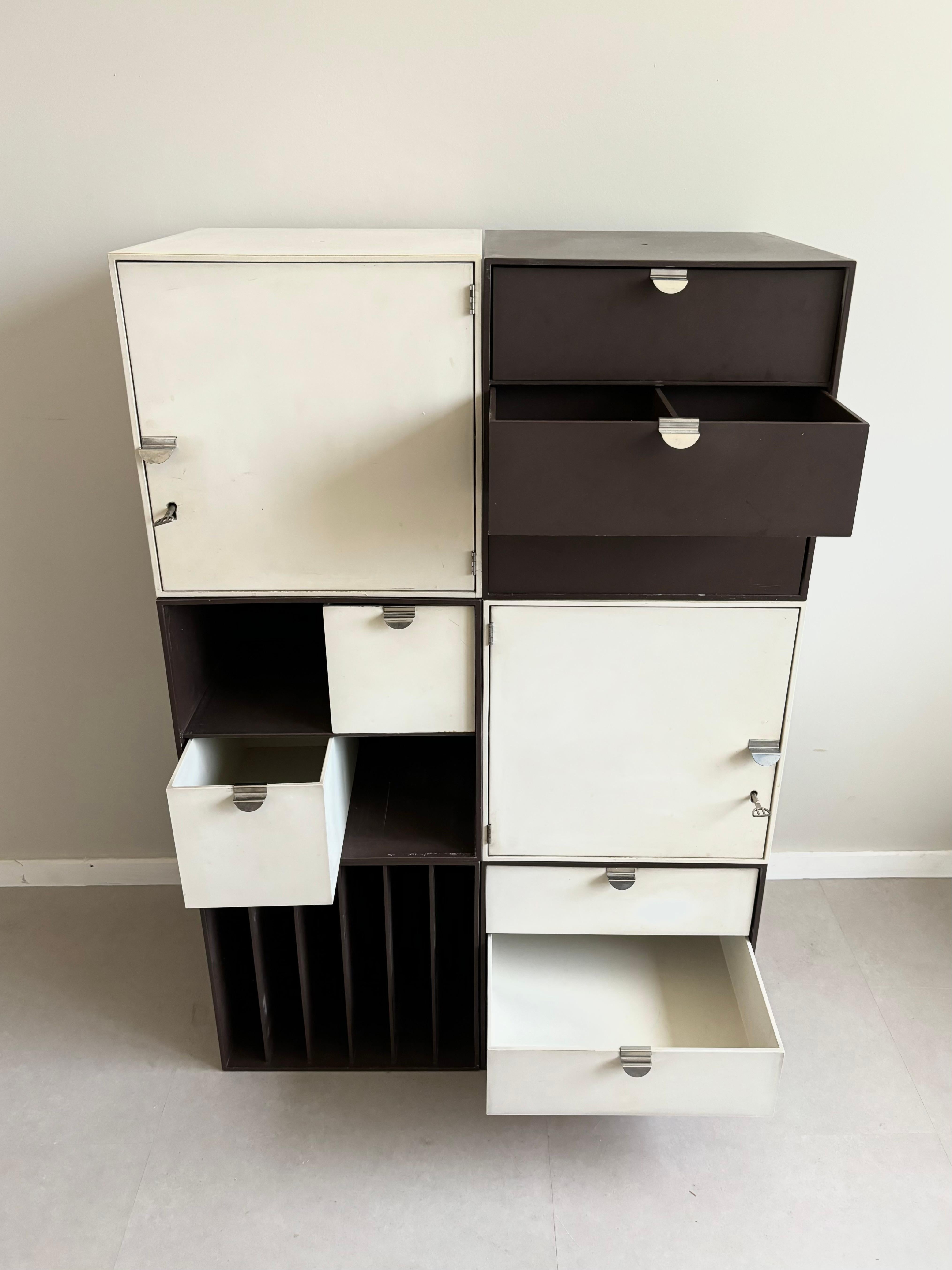 Post-Modern Vintage modular Palaset Palanox storage boxes from Treston Oy, Finland, 1972 For Sale