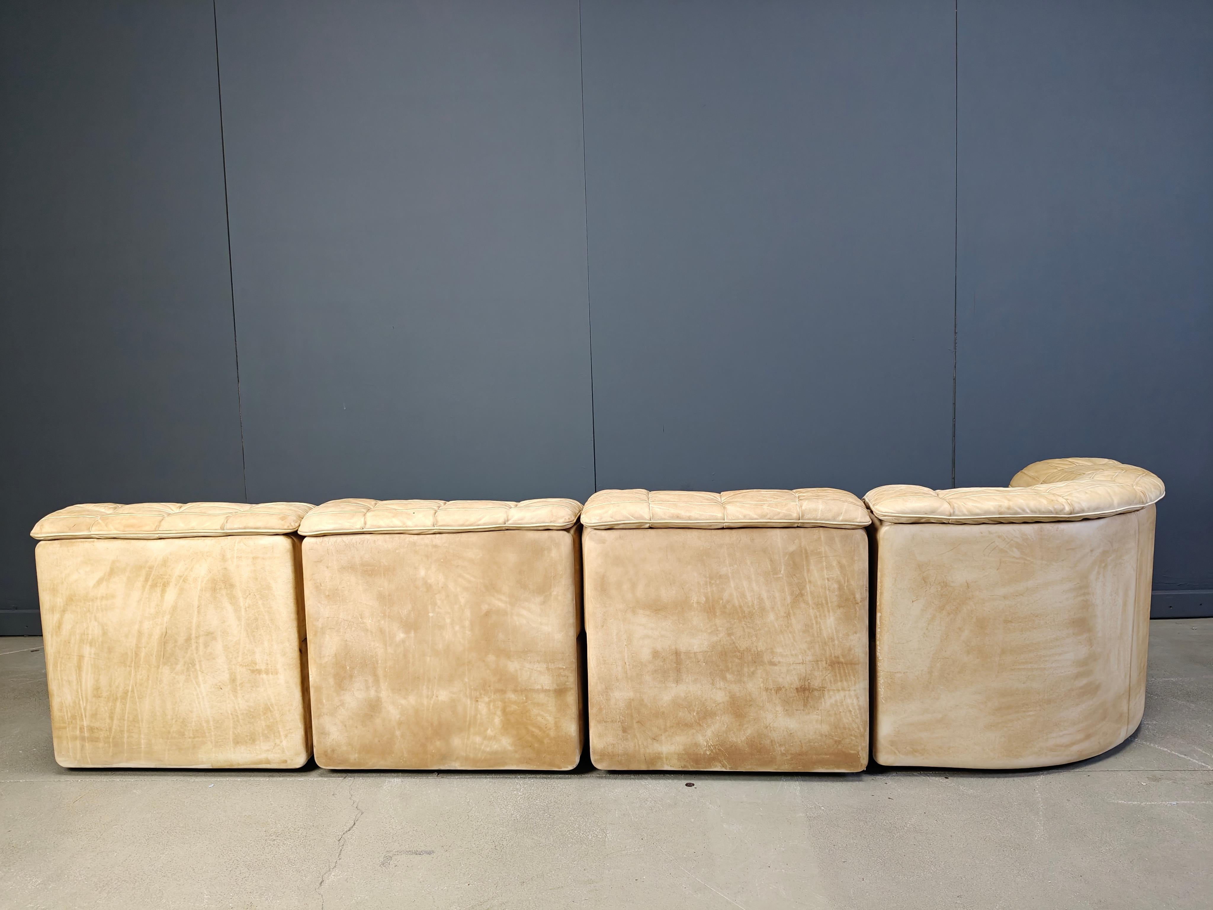 Mid-Century Modern Vintage modular patchwork leather sofa DS11 by Desede, 1960s For Sale