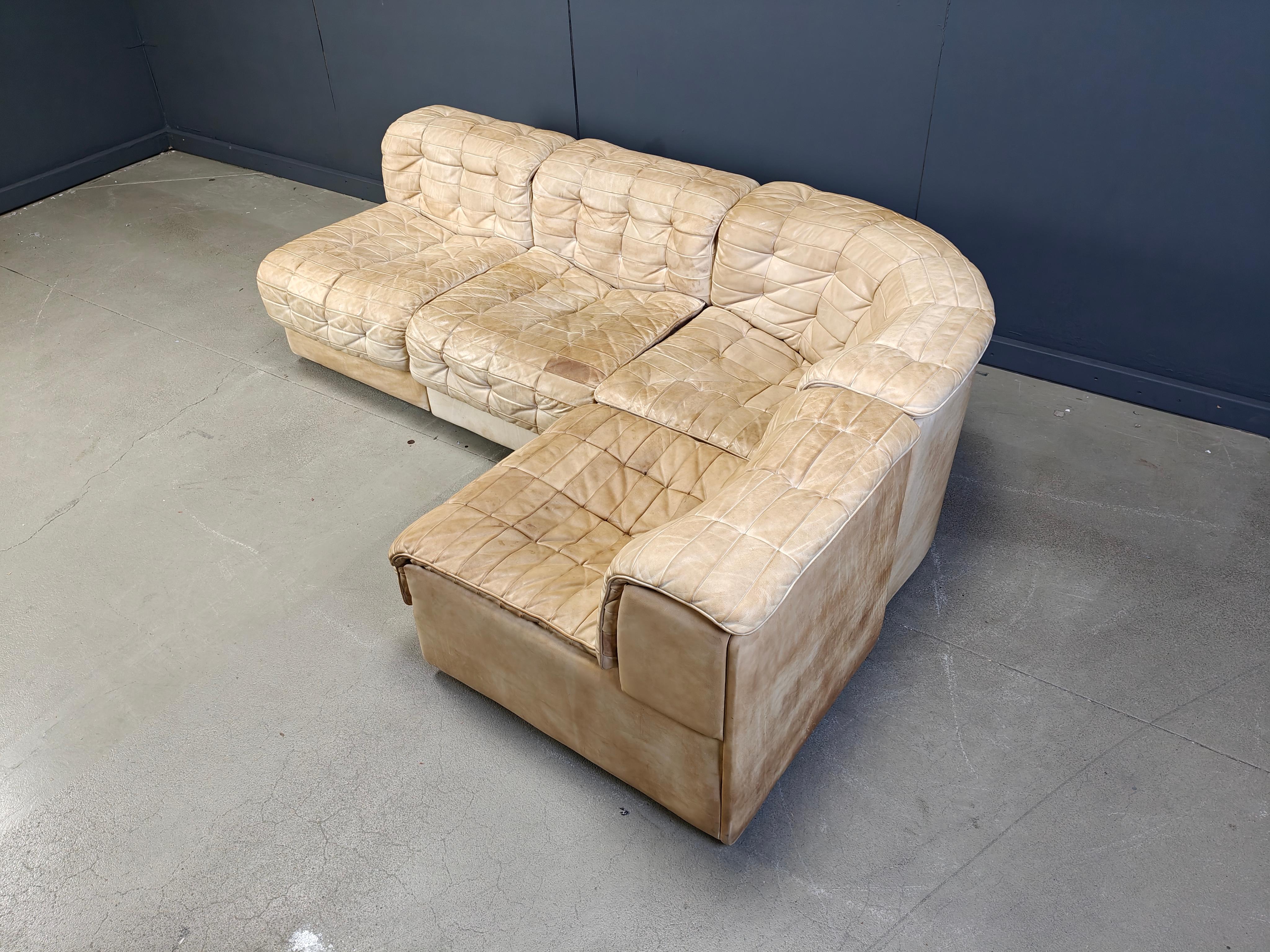 Mid-20th Century Vintage modular patchwork leather sofa DS11 by Desede, 1960s For Sale