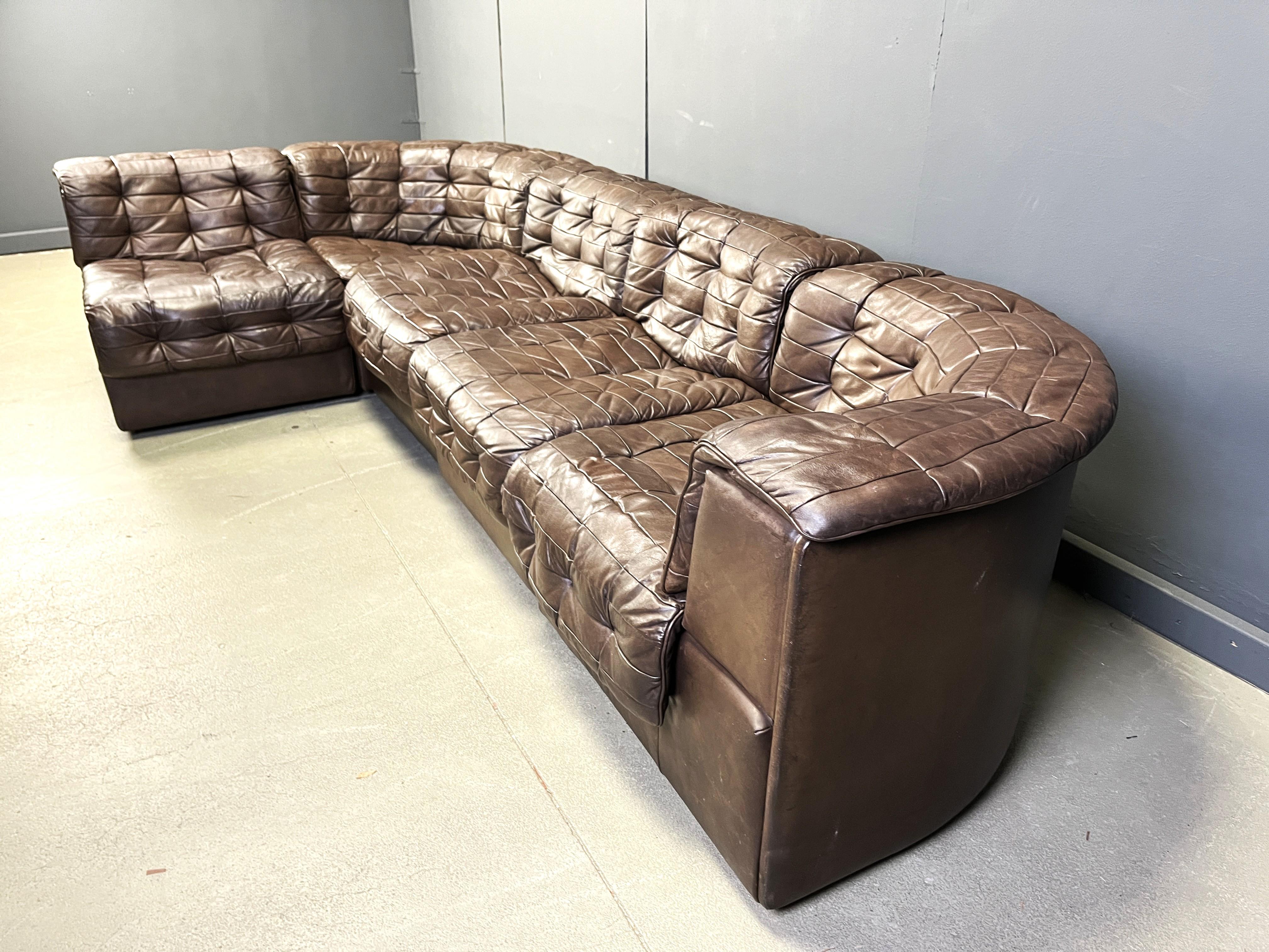 Cuir Canapé modulaire patchwork DS11 de Desede, années 1960 en vente