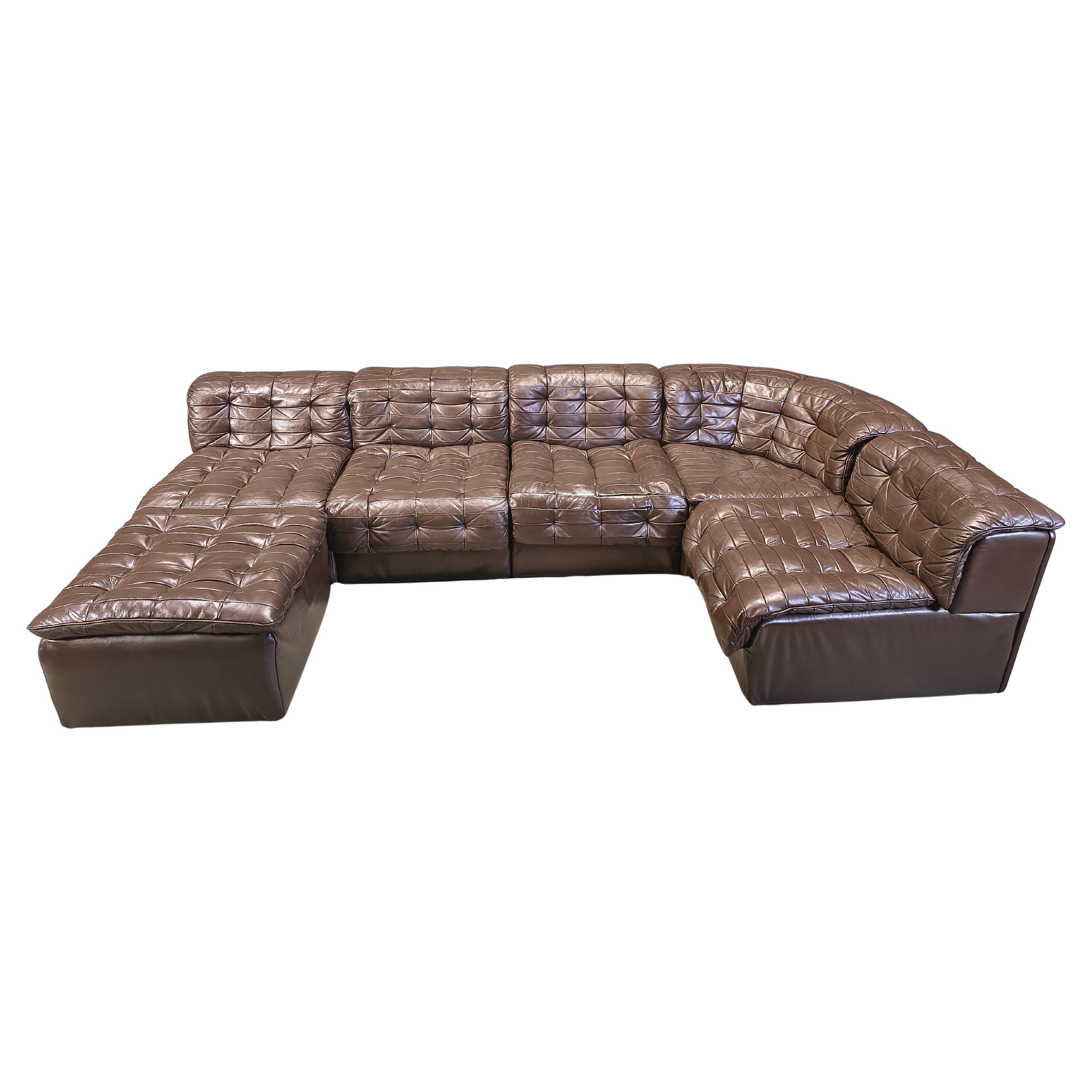 Vintage modular patchwork leather sofa DS11 by Desede, 1960s