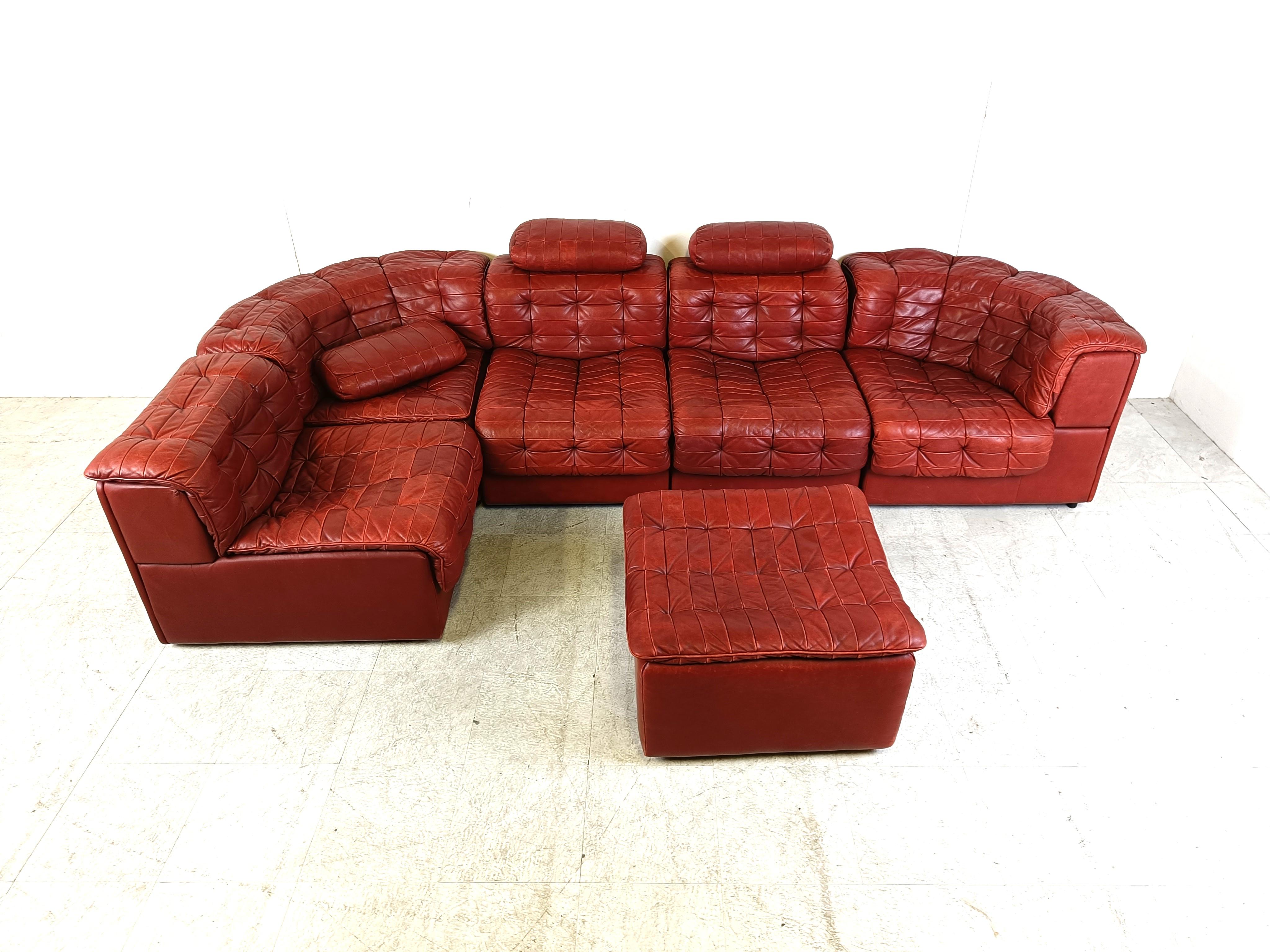 Vintage modular patchwork leather sofa DS11 by Desede, 1970s 2