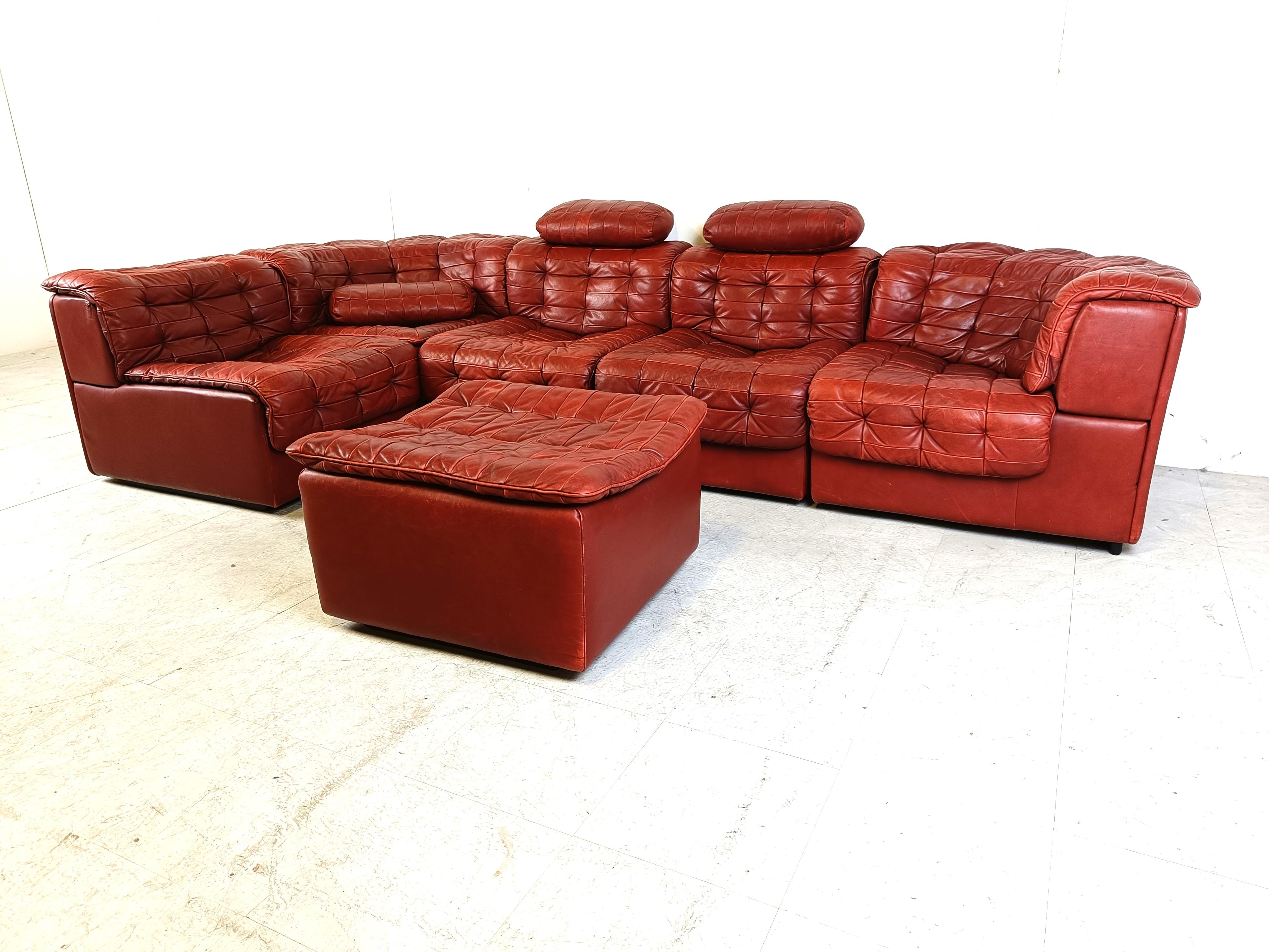 Swiss Vintage modular patchwork leather sofa DS11 by Desede, 1970s