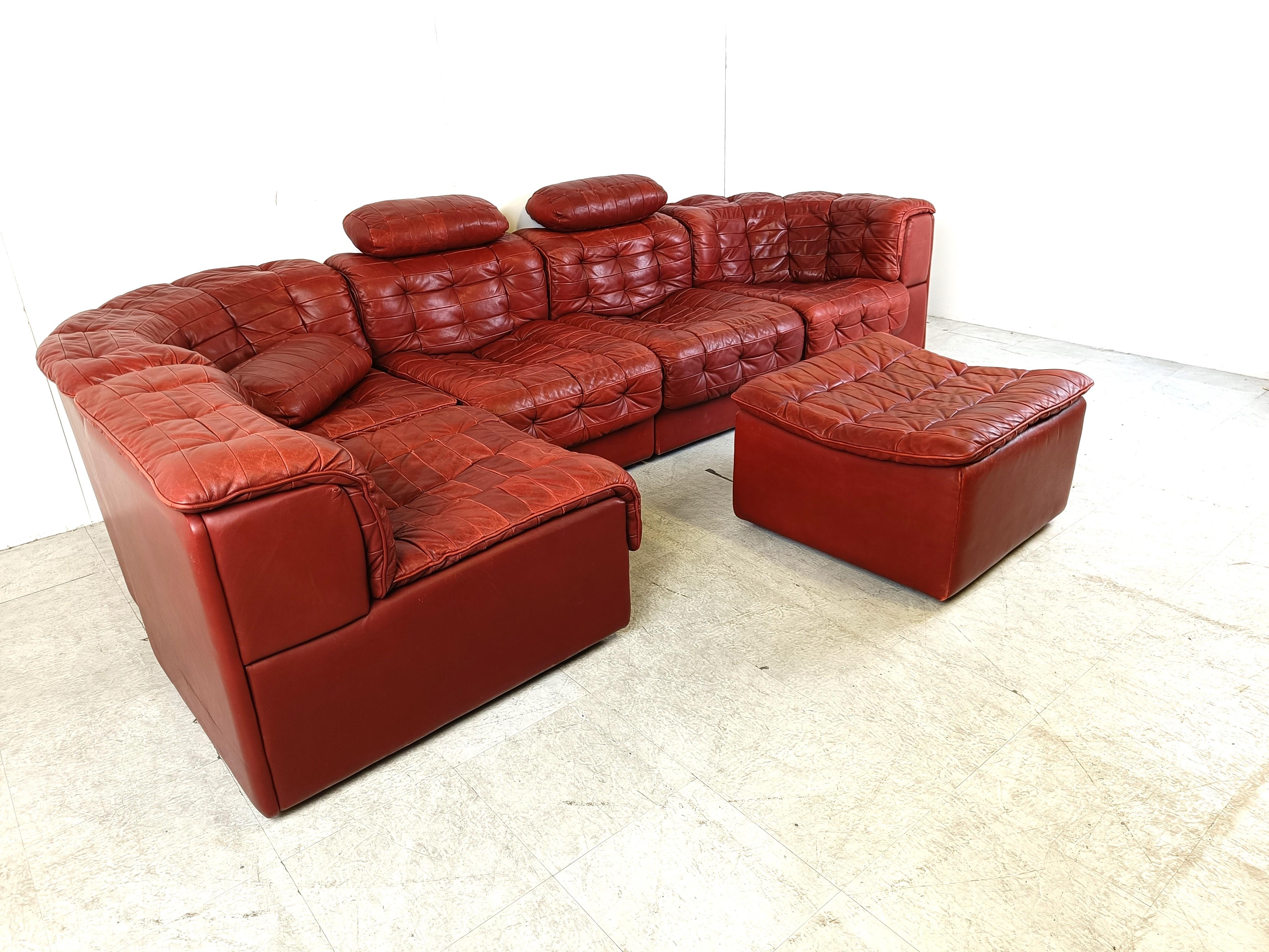 Vintage modular patchwork leather sofa DS11 by Desede, 1970s In Good Condition In HEVERLEE, BE