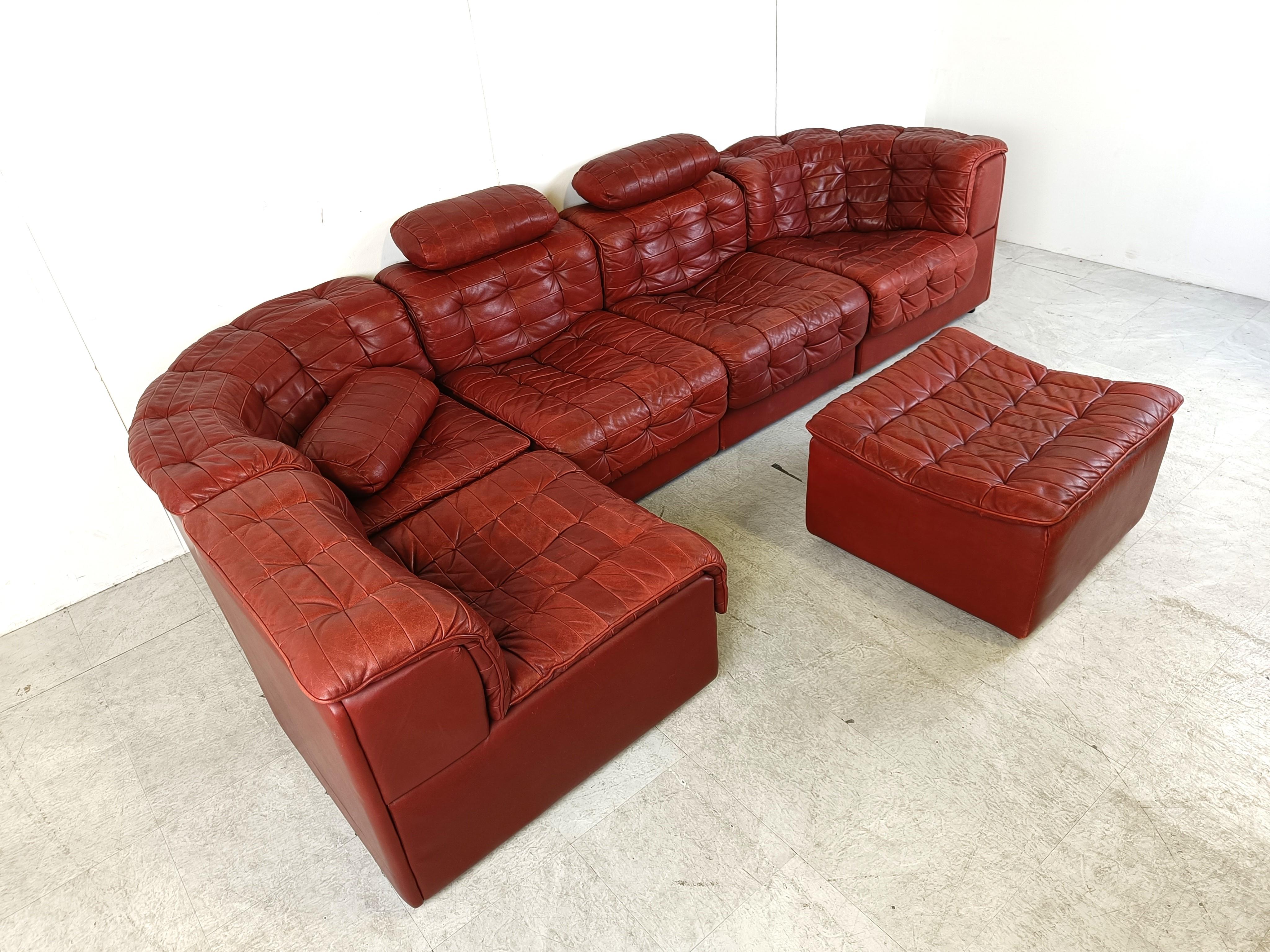 Late 20th Century Vintage modular patchwork leather sofa DS11 by Desede, 1970s