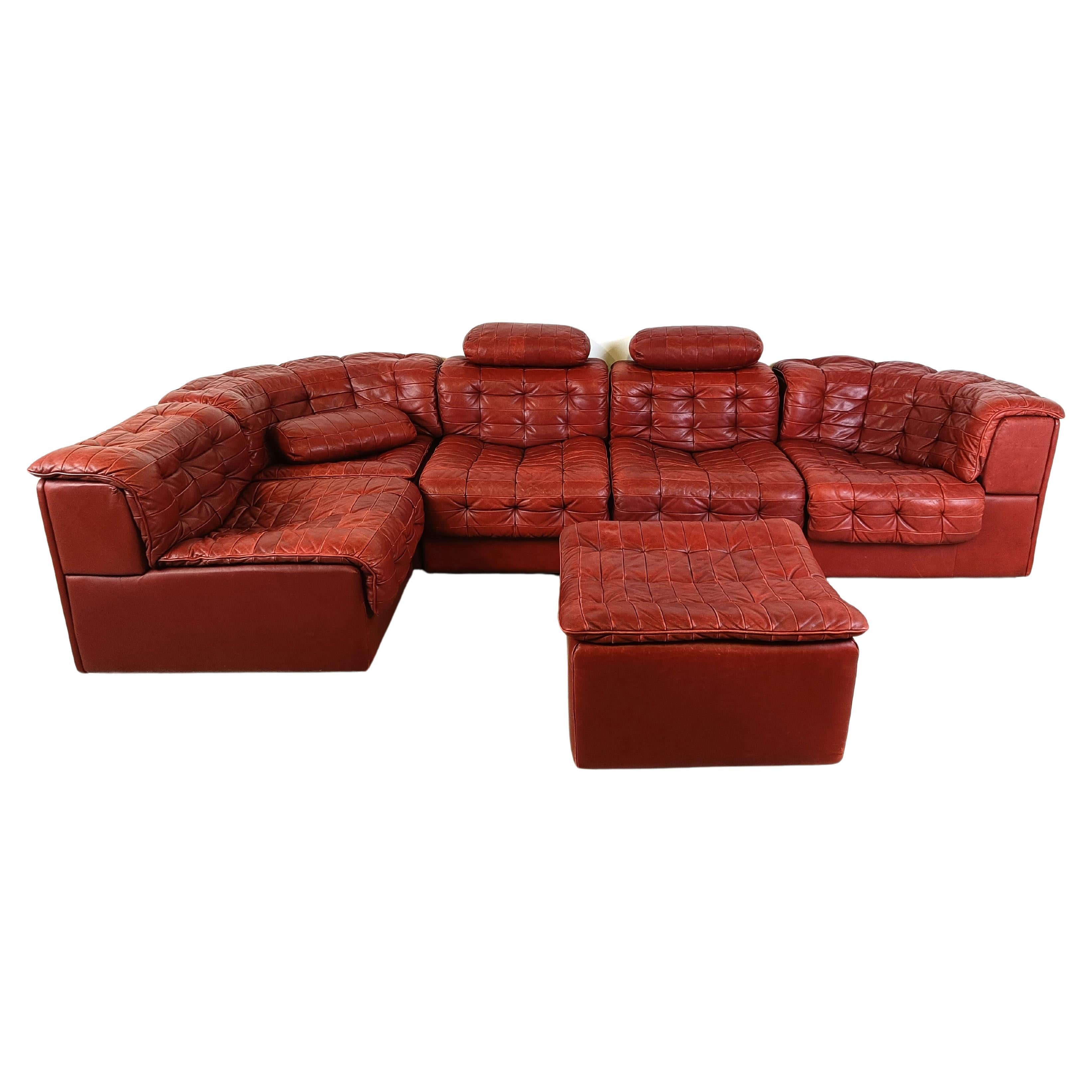 Vintage modular patchwork leather sofa DS11 by Desede, 1970s