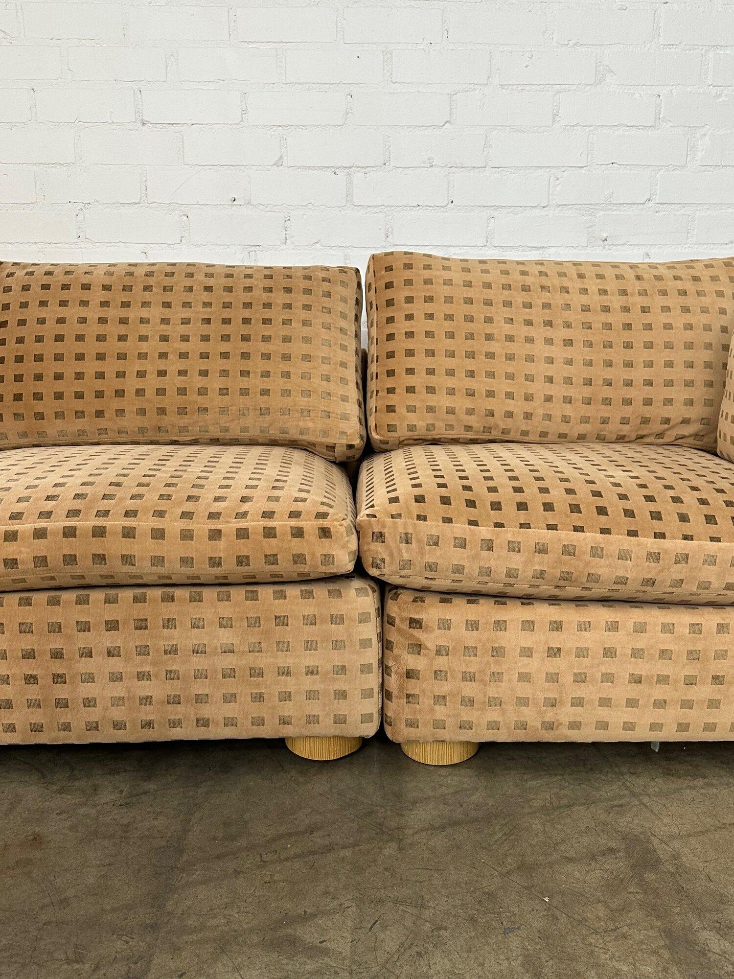 Vintage Modular Seating in Checkered Velvet In Good Condition In Los Angeles, CA