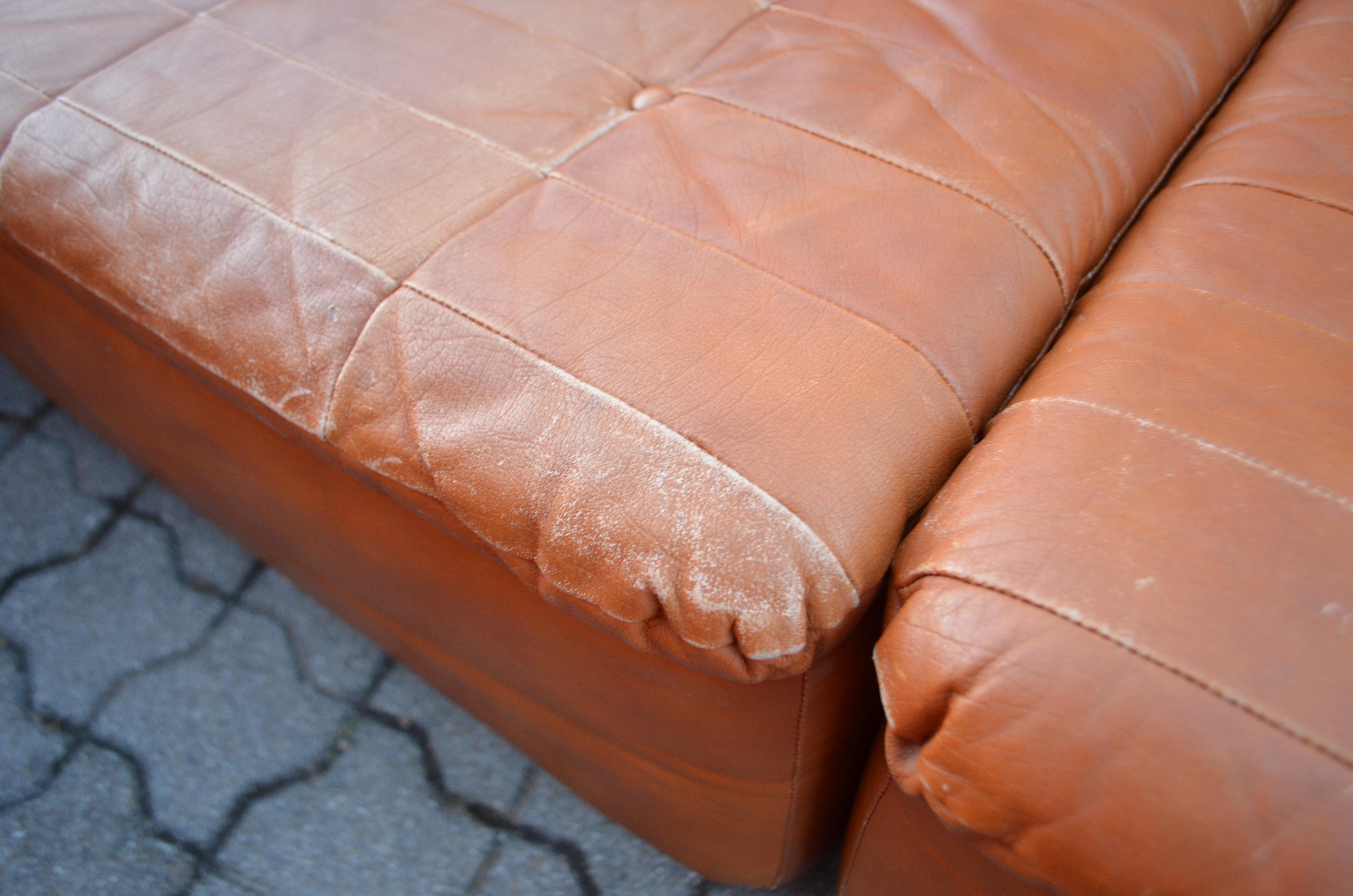 Vintage Modular Sectional Brandy Cognac Leather Lounge Sofa, Germany, 1970 For Sale 3
