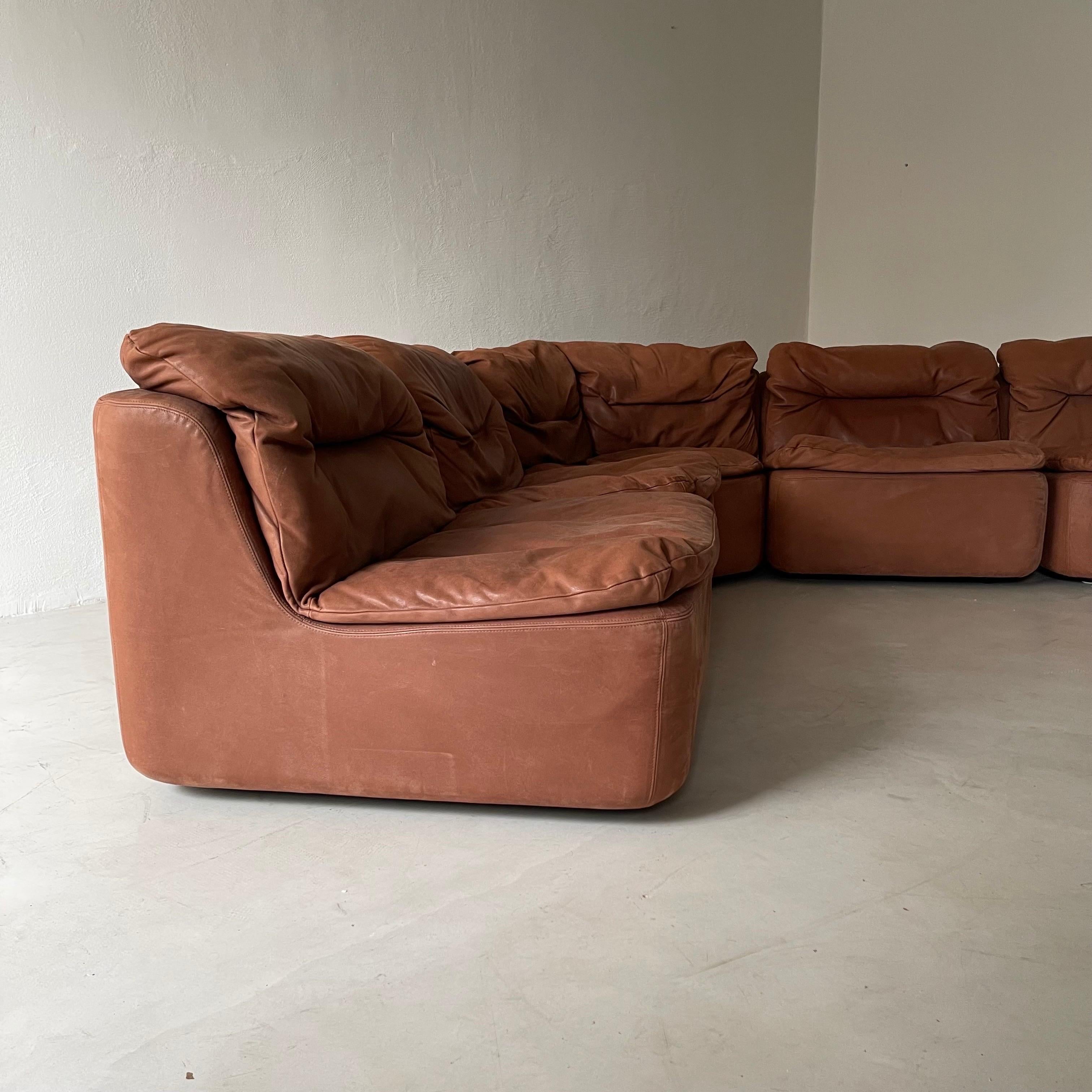 Leather Vintage Modular Sofa by Friedrich Hill for Walter Knoll 1970s For Sale