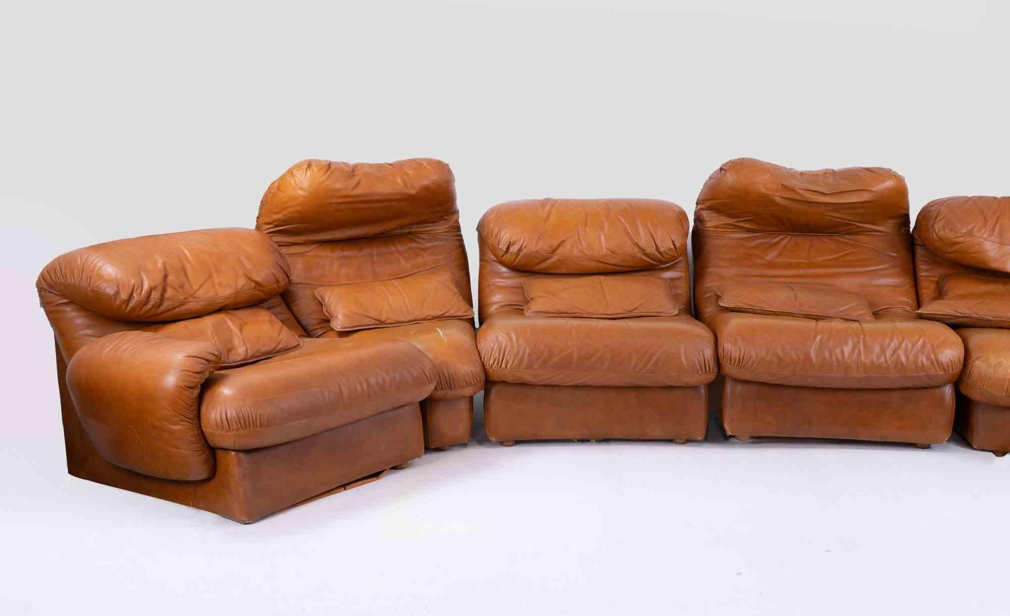 Set di divani modulari vintage nello stile di Vico Magistretti, anni '70 In condizioni buone in vendita a Roma, IT