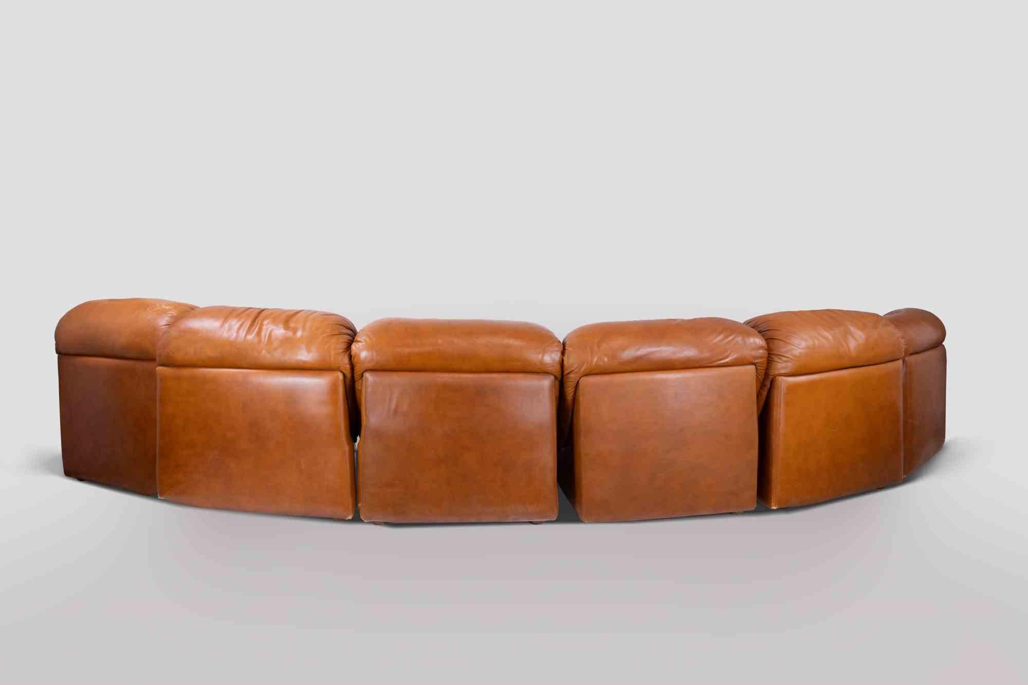 Pelle Set di divani modulari vintage nello stile di Vico Magistretti, anni '70 in vendita