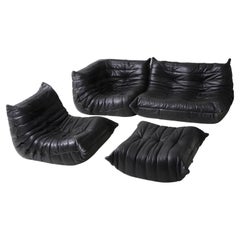 Vintage Modular 'Togo' Sofa in Leather by Michel Ducaroy for Ligne Roset, 1986