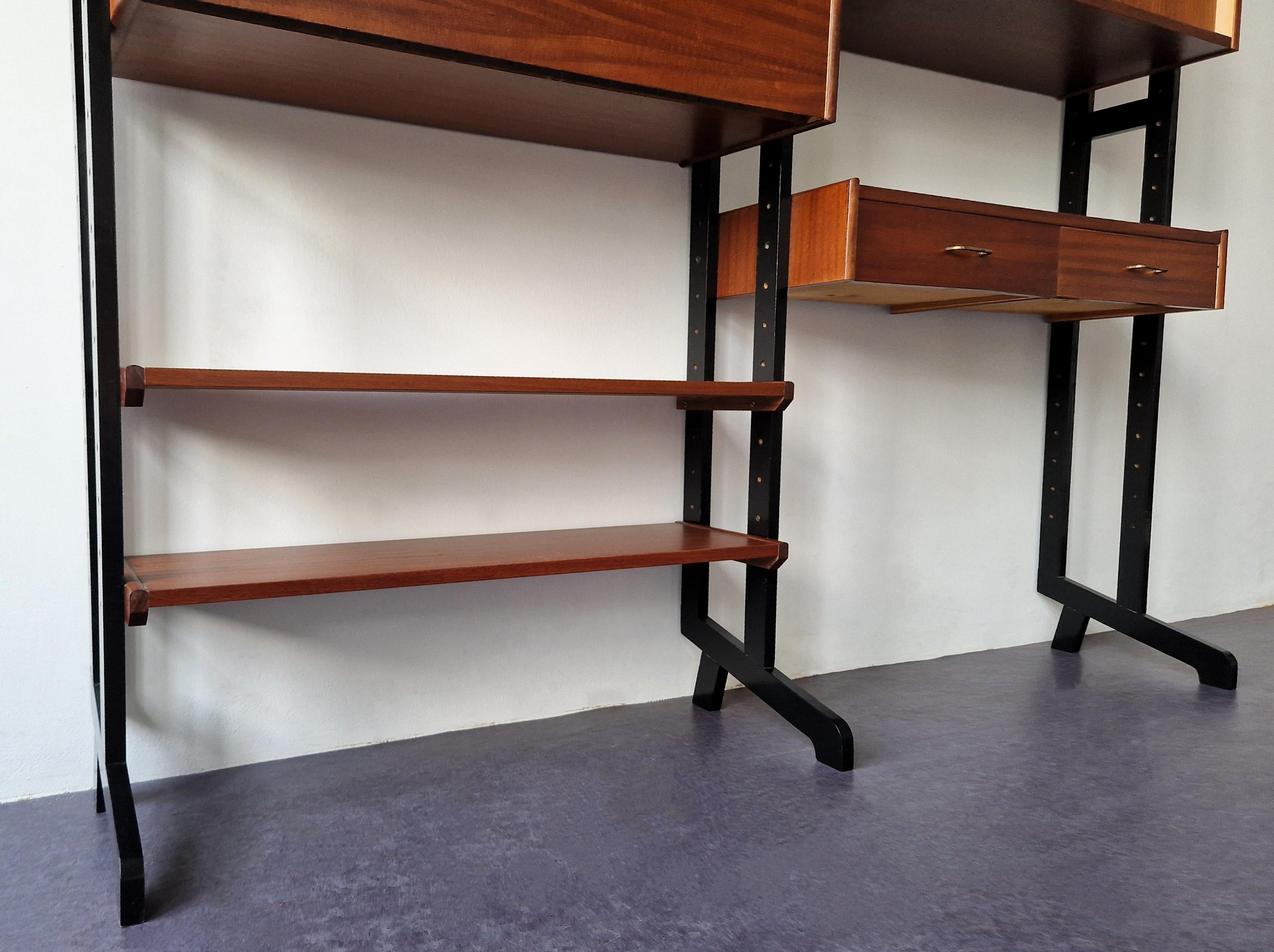 Wood Vintage modular wall unit for Simpla Lux, The Netherlands 1960's For Sale