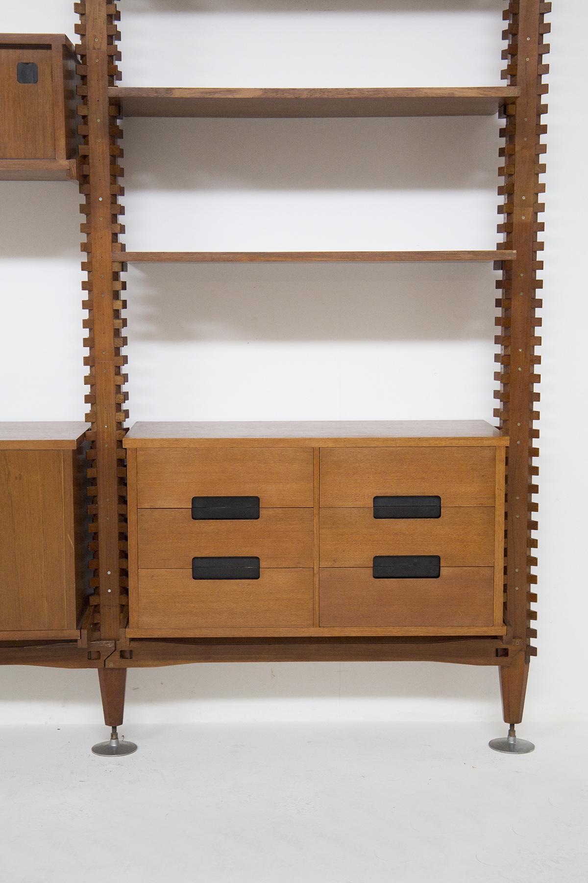 Vintage Modular Wooden Bookcase by Ico Parisi For Sale 1