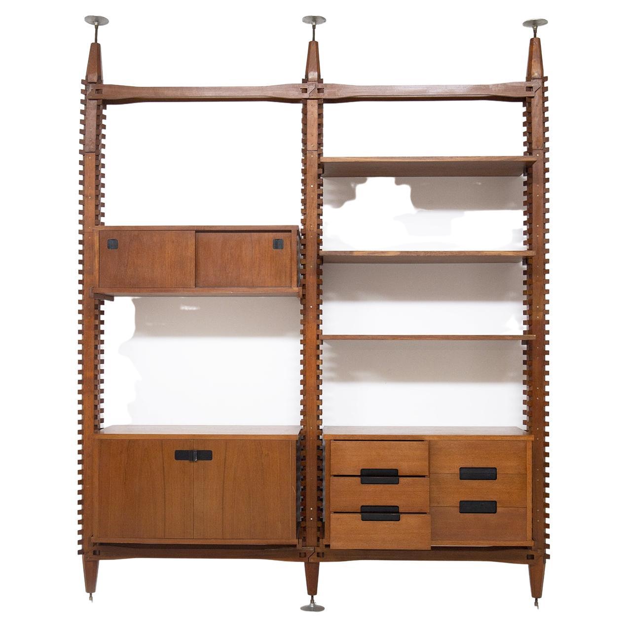 Vintage Modular Wooden Bookcase by Ico Parisi For Sale