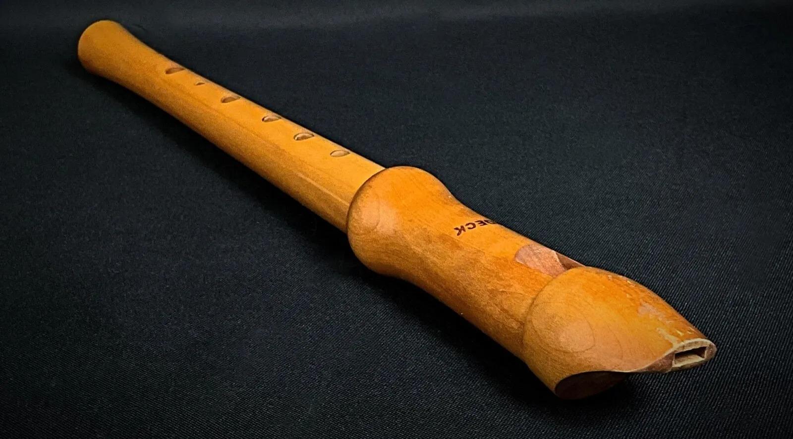 Vintage Moeck German Wooden Flute with Original Box and Instruction Book - 2Y330 In Good Condition For Sale In Bordeaux, FR