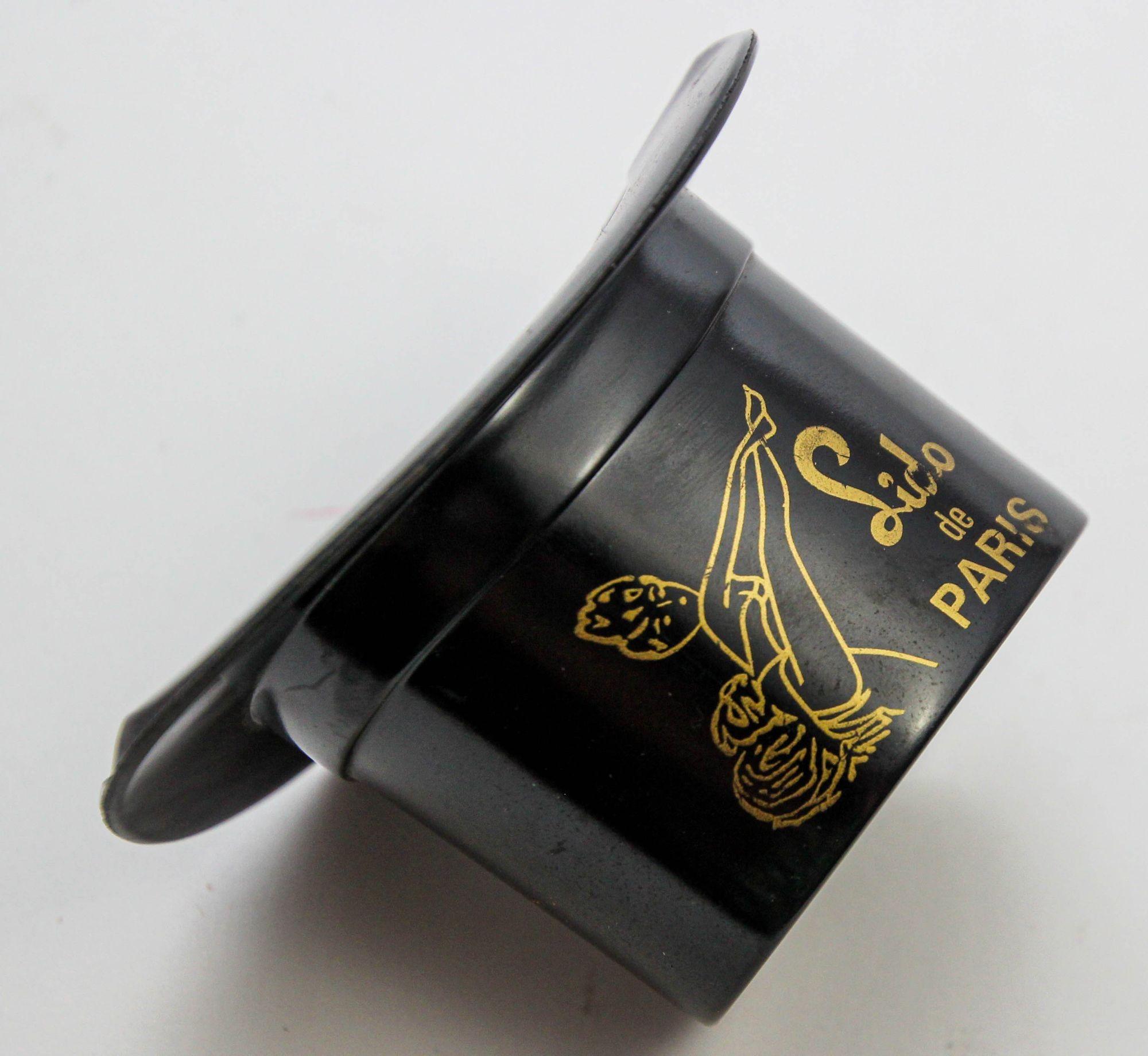 Vintage Moët & Chandon Lido Paris Bakelite Black Top Hat Ashtray 1970s In Good Condition In North Hollywood, CA