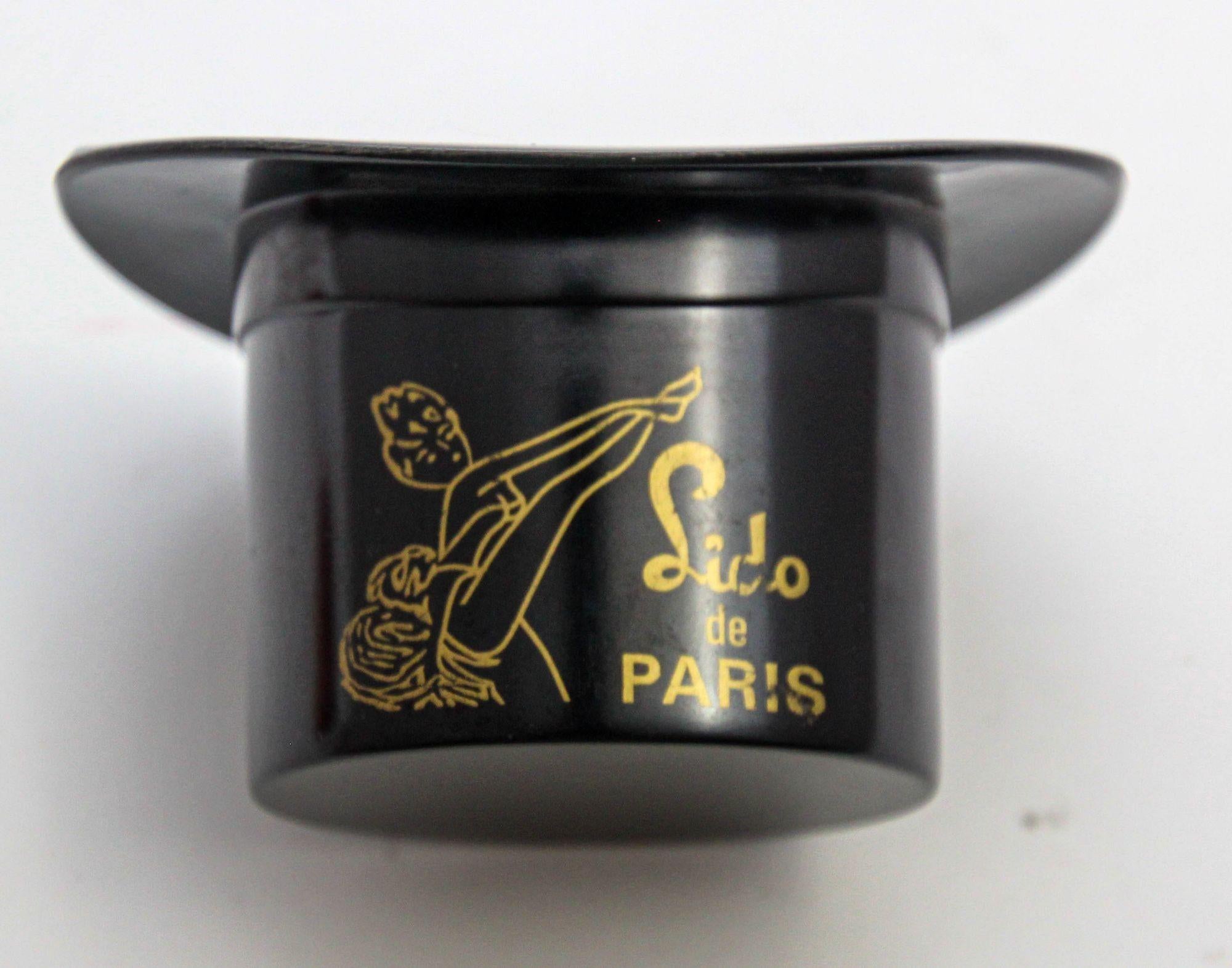 20th Century Vintage Moët & Chandon Lido Paris Bakelite Black Top Hat Ashtray 1970s