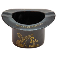 Vintage Moët & Chandon Lido Paris Bakelite Black Top Hat Ashtray 1970s