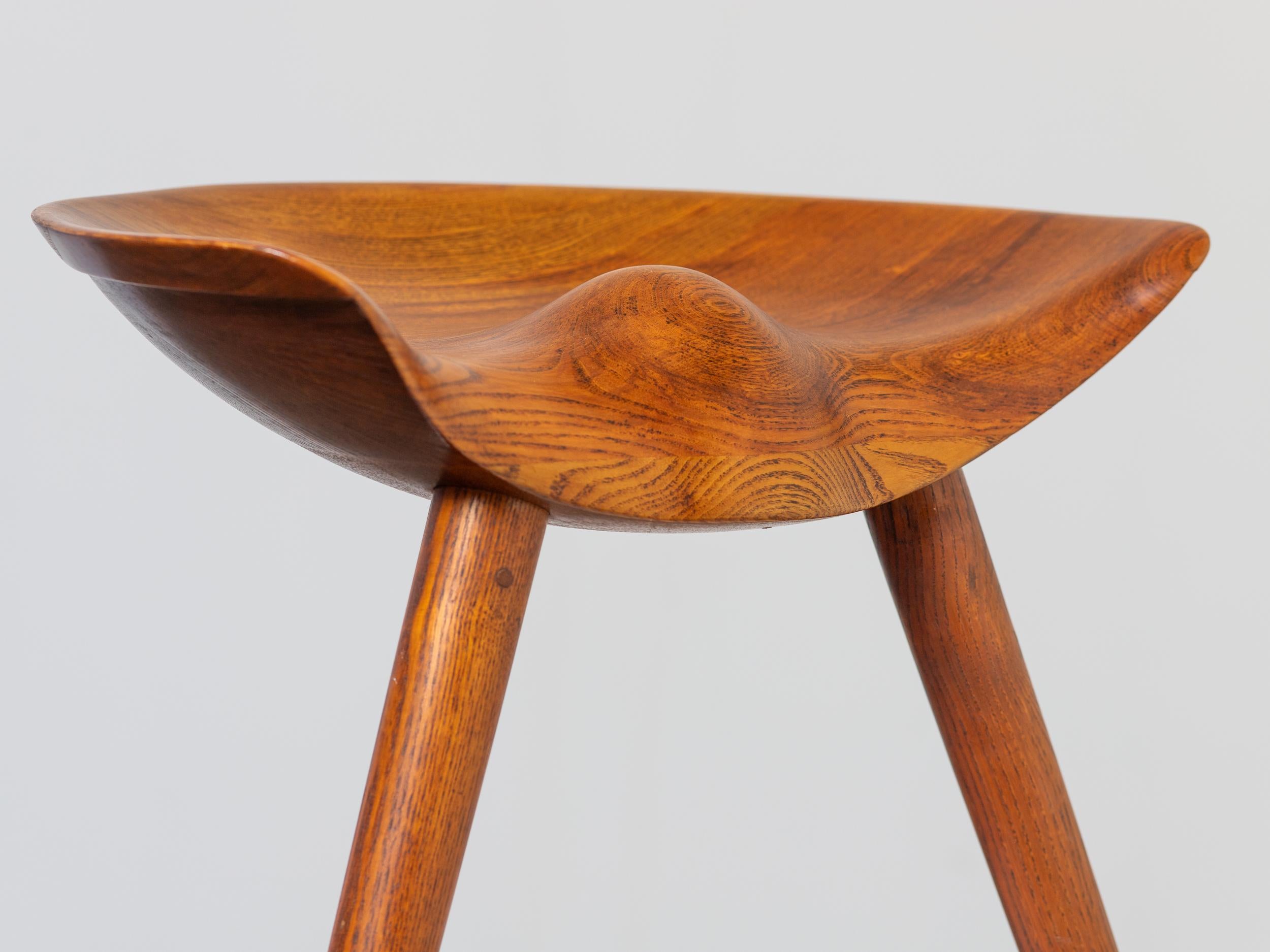 Sgabello vintage Mogens Lassen ML42 in olmo e quercia in vendita 4