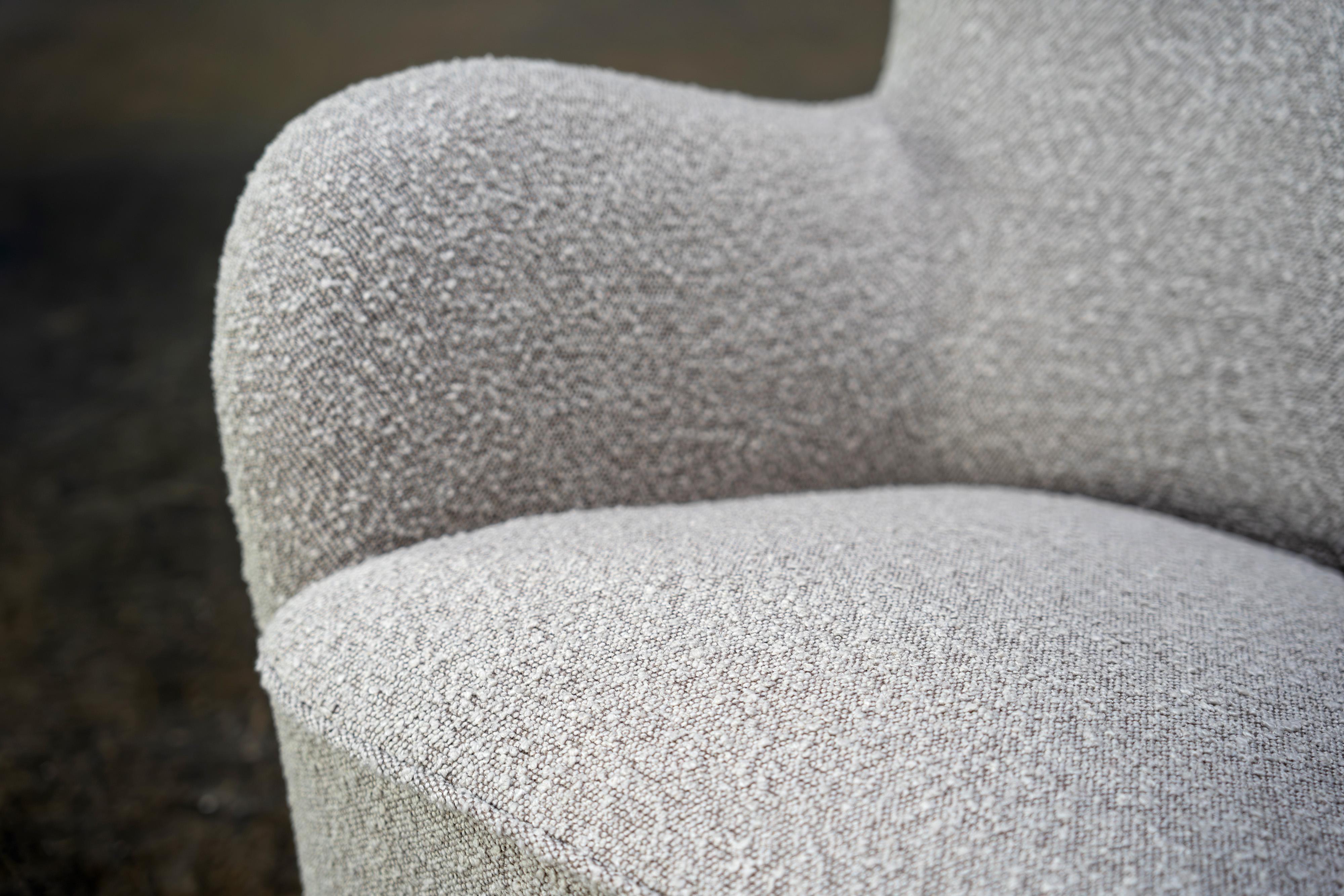 20th Century Vintage Mogens Lassen Wingback Chairs From Denmark, Boucle Fabric, 1950s For Sale