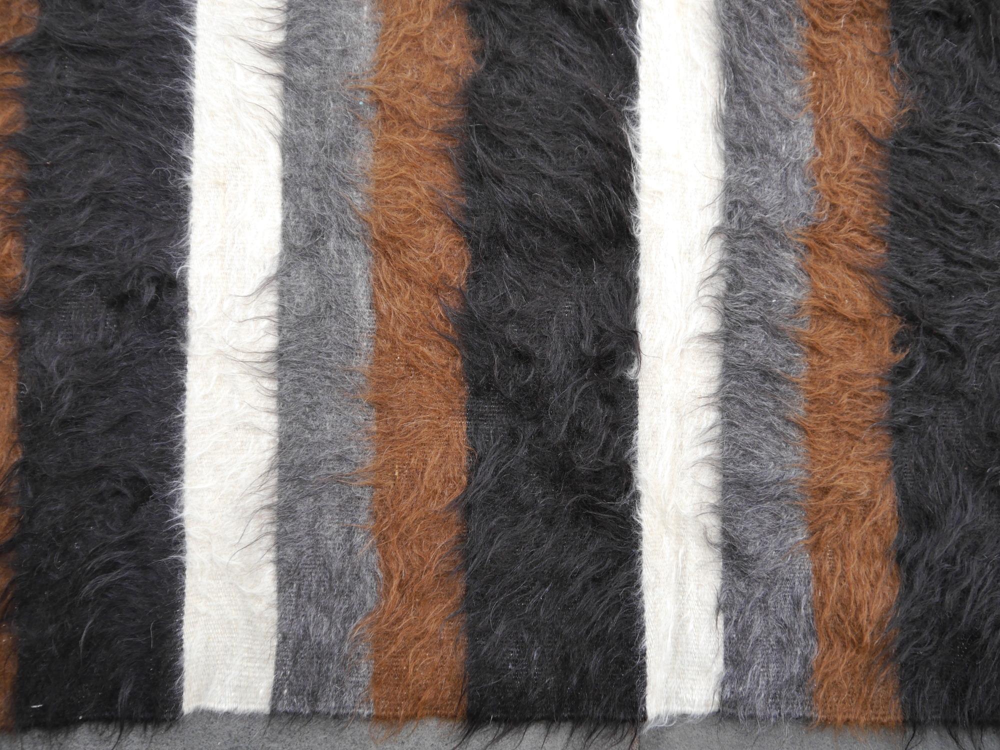 Vintage Mohair Blanket Kilim Rug Turkey Beige Brown Grey Djoharian Collection For Sale 8