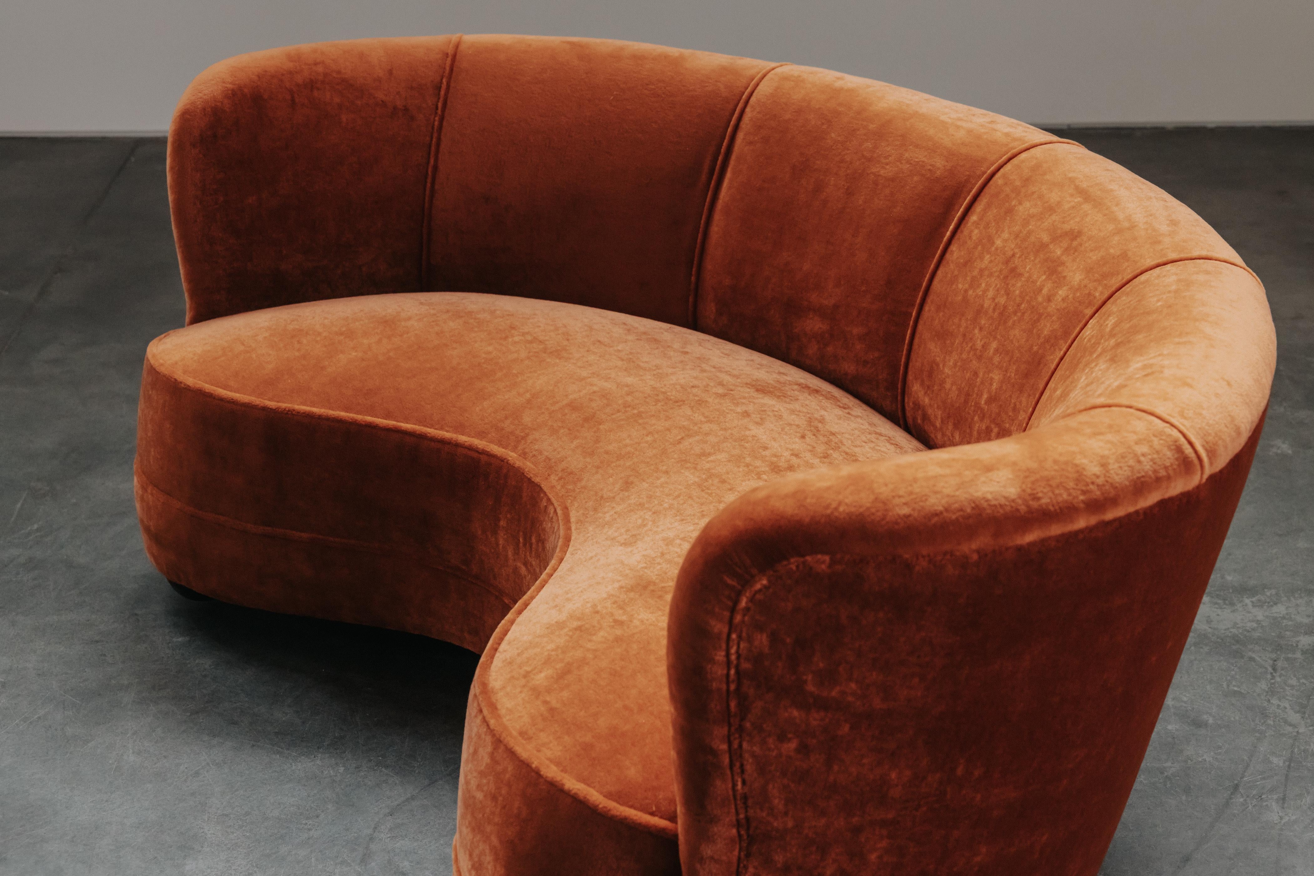 Mid-20th Century Vintage Mohair Cabinetmaker Sofa From Denmark, Circa 1950 For Sale