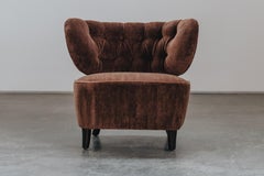 Vintage Mohair Lounge Chair By Otto Schultz, Sweden Circa 1950