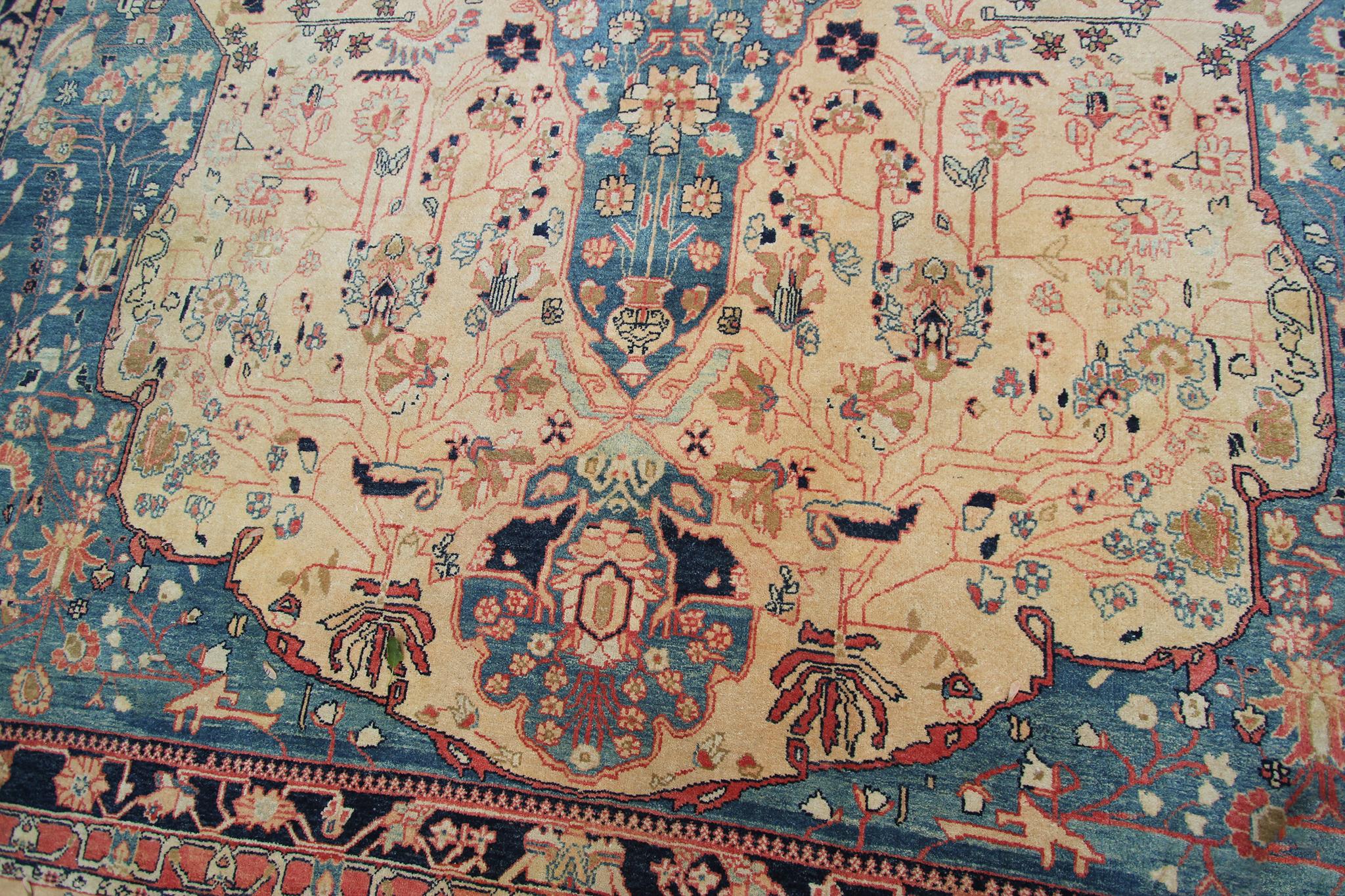 Vintage Mohtasham Rug Fine Quality Handmade Rug 10x13 298cm x 397cm For Sale 4