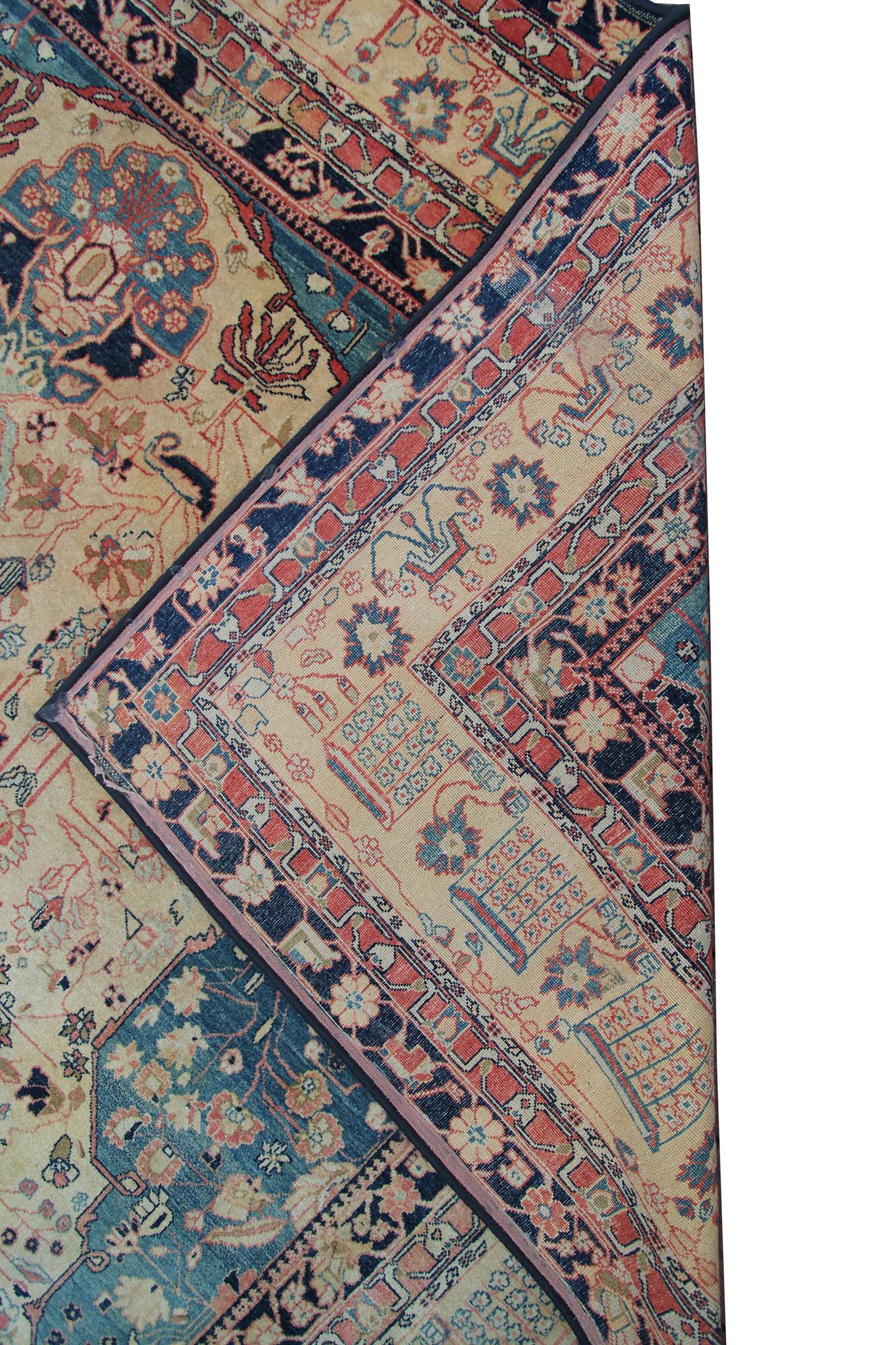 Tappeto vintage Mohtasham Tappeto fatto a mano di alta qualità 10x13 298cm x 397cm in vendita 5
