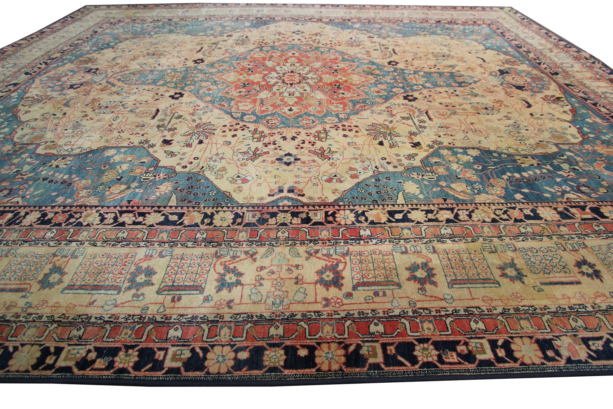 Asia occidentale Tappeto vintage Mohtasham Tappeto fatto a mano di alta qualità 10x13 298cm x 397cm in vendita